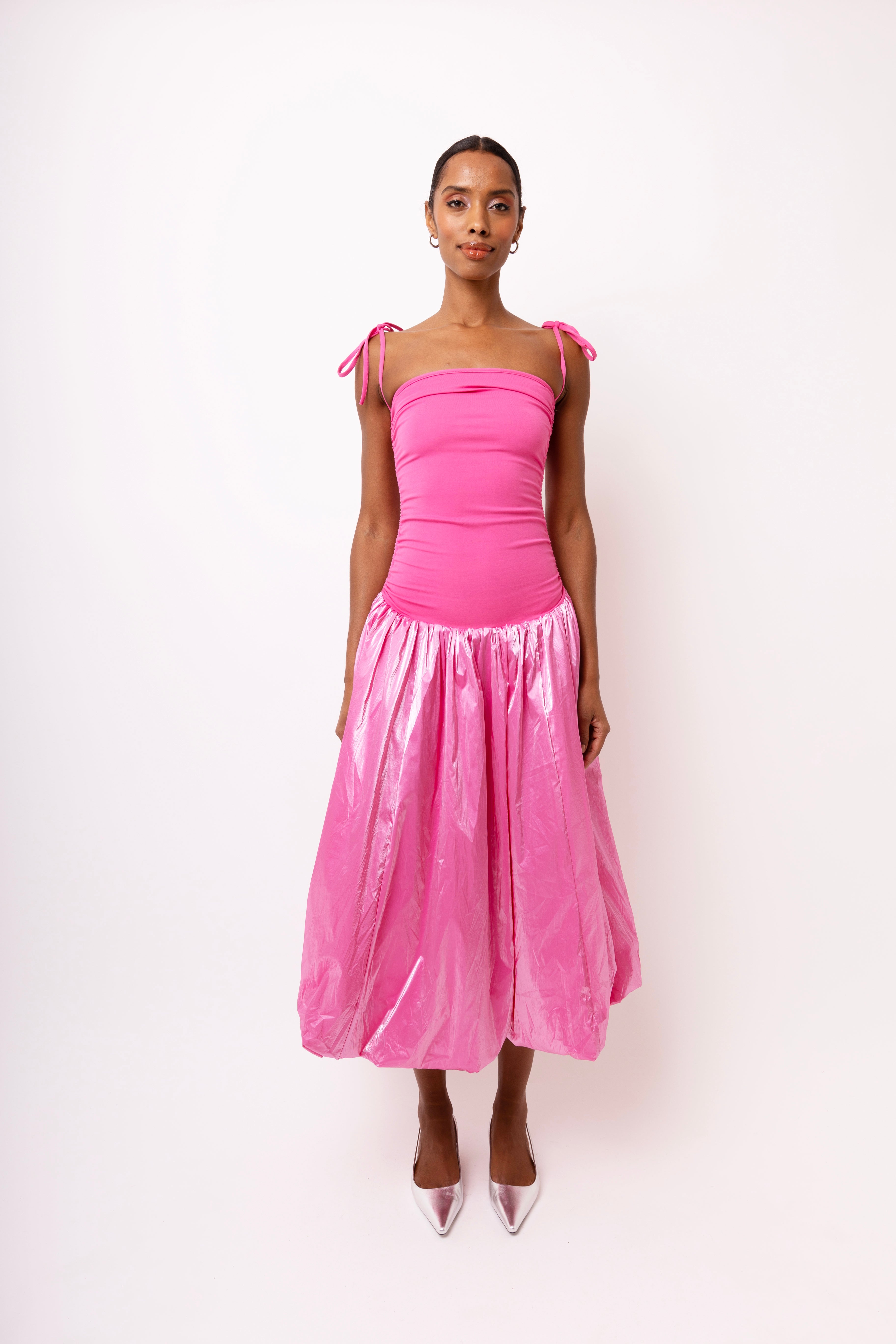 Alexa Pink Metallic Puffball Dress