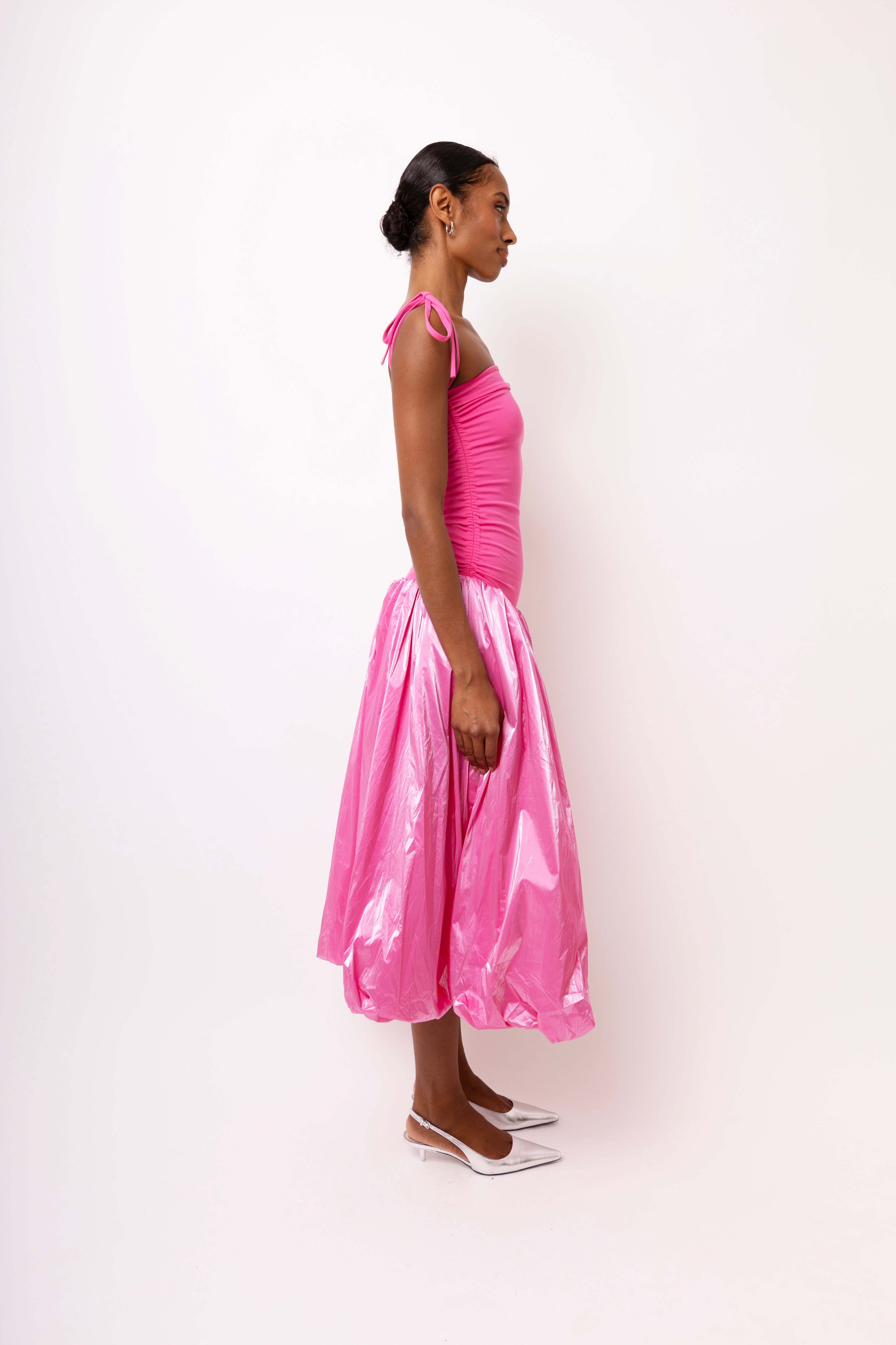 Alexa Pink Metallic Puffball Dress