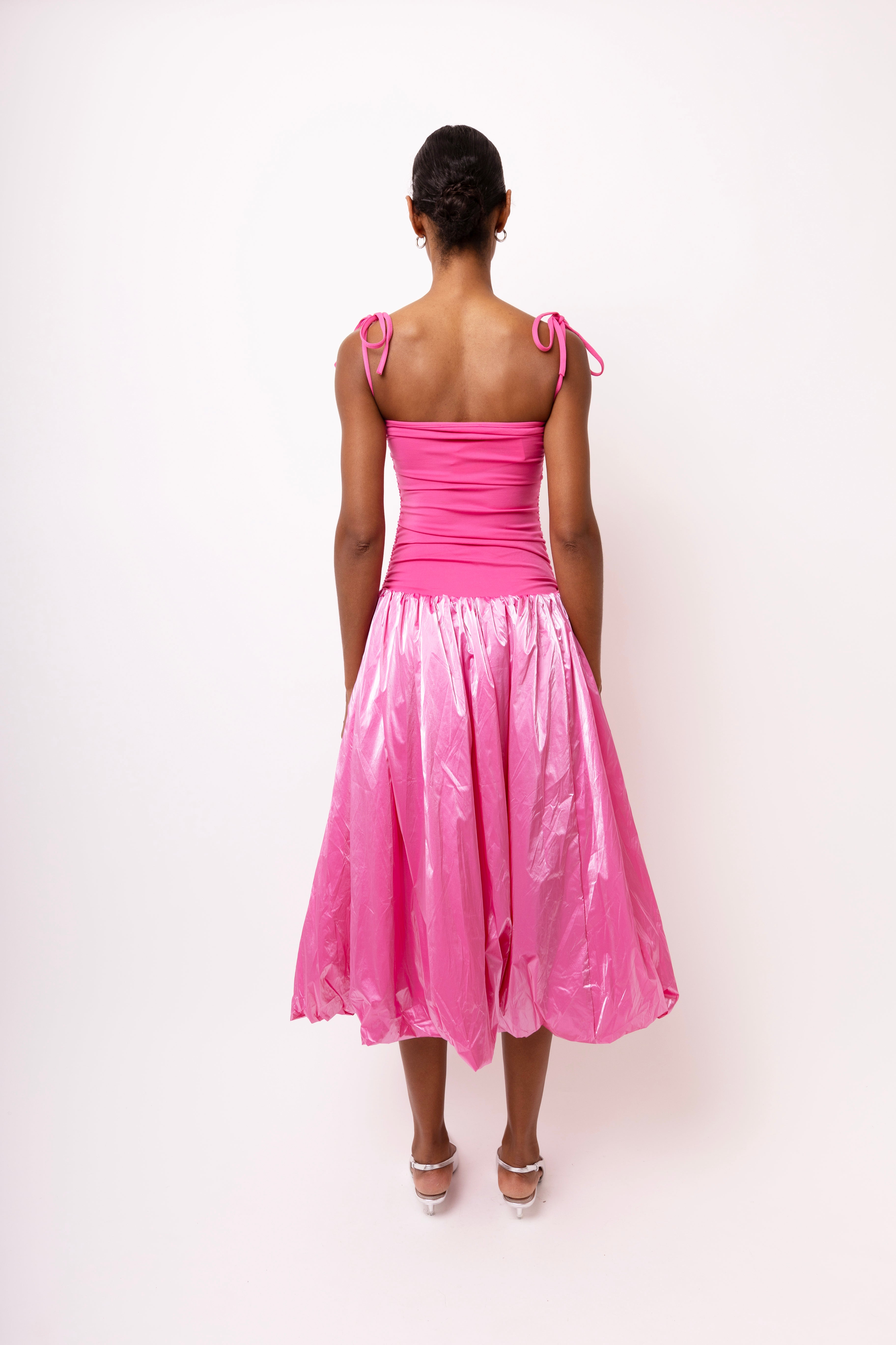 Alexa Pink Metallic Puffball Dress