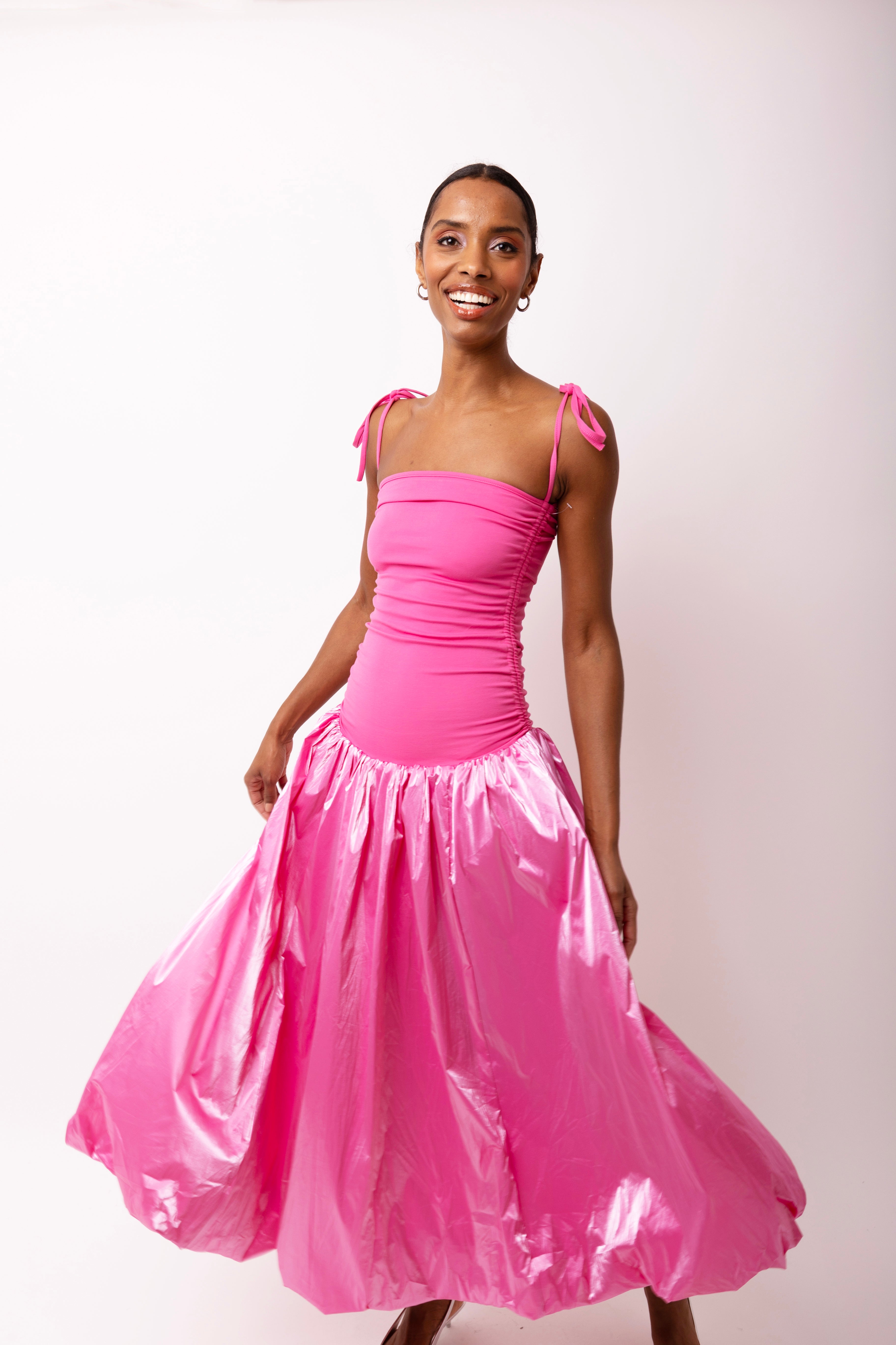 Alexa Pink Metallic Puffball Dress