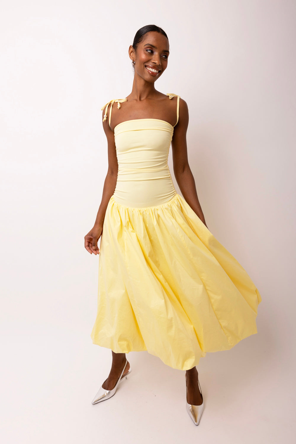 Alexa Yellow Puffball Dress