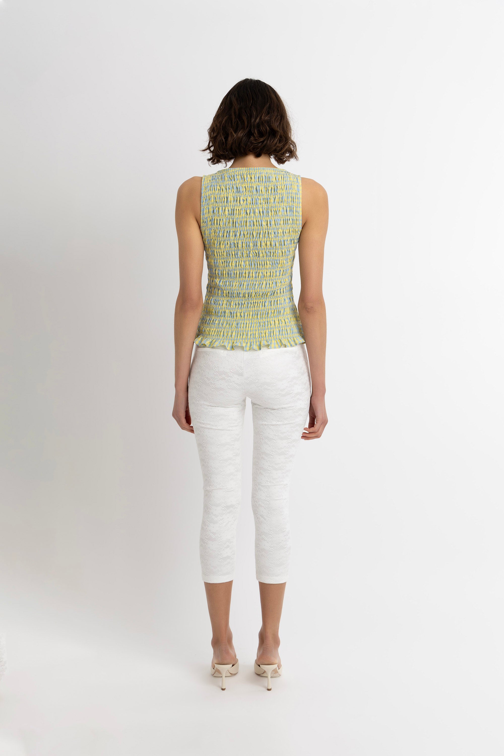 Sonya Pure Cotton Yellow Blue Check Top