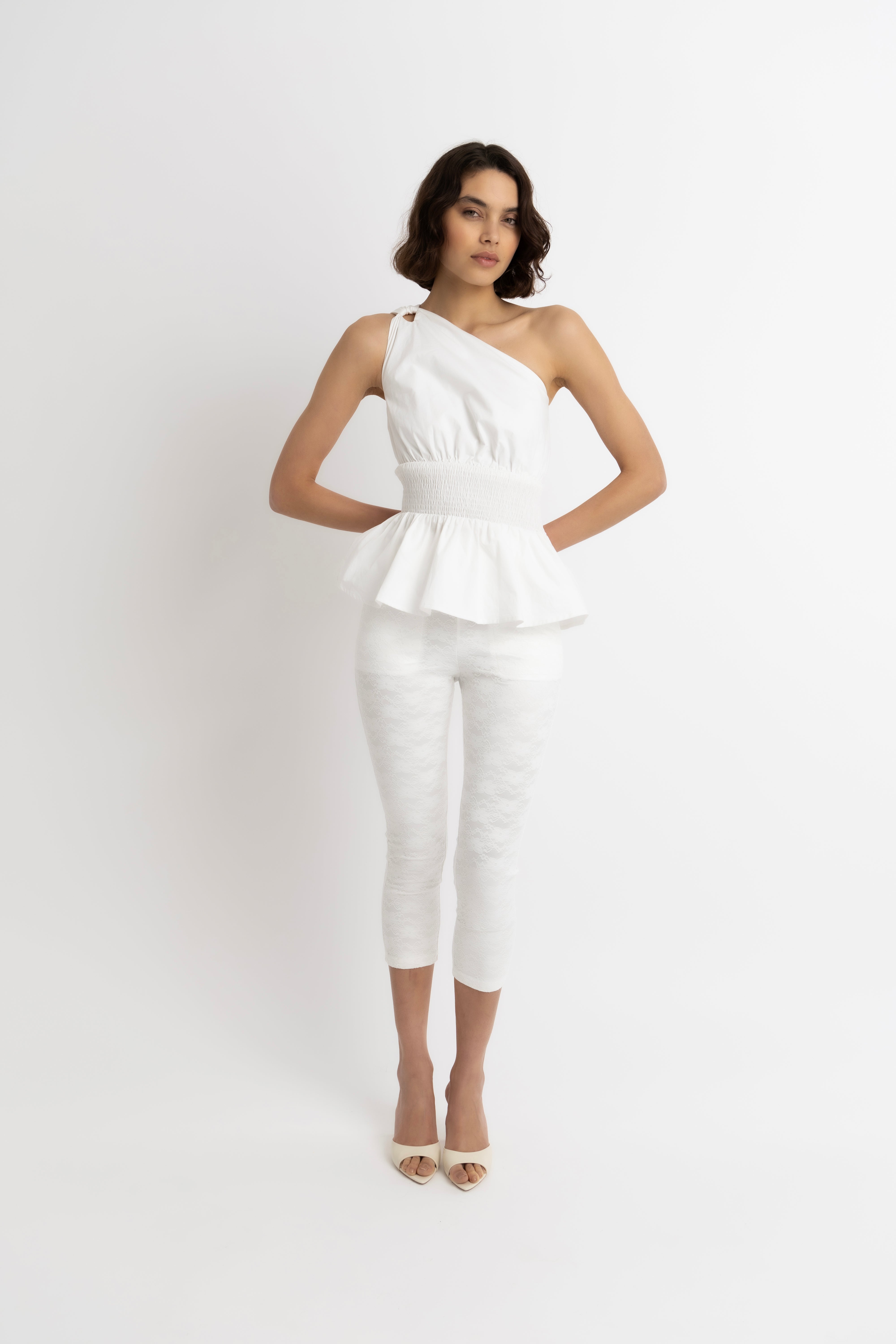 Allegra Pure Cotton Asymmetrical Peplum Top