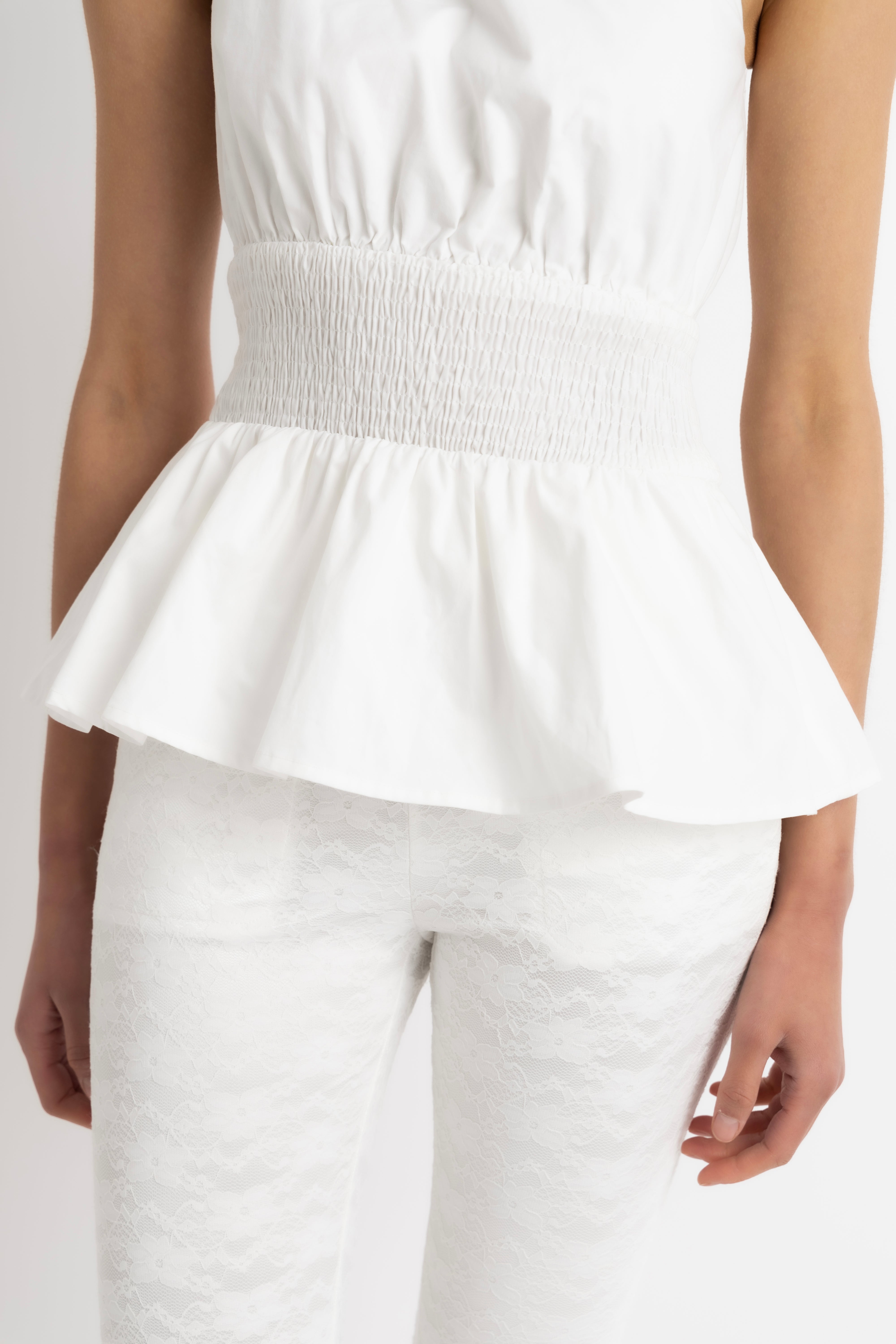 Allegra Pure Cotton Asymmetrical Peplum Top