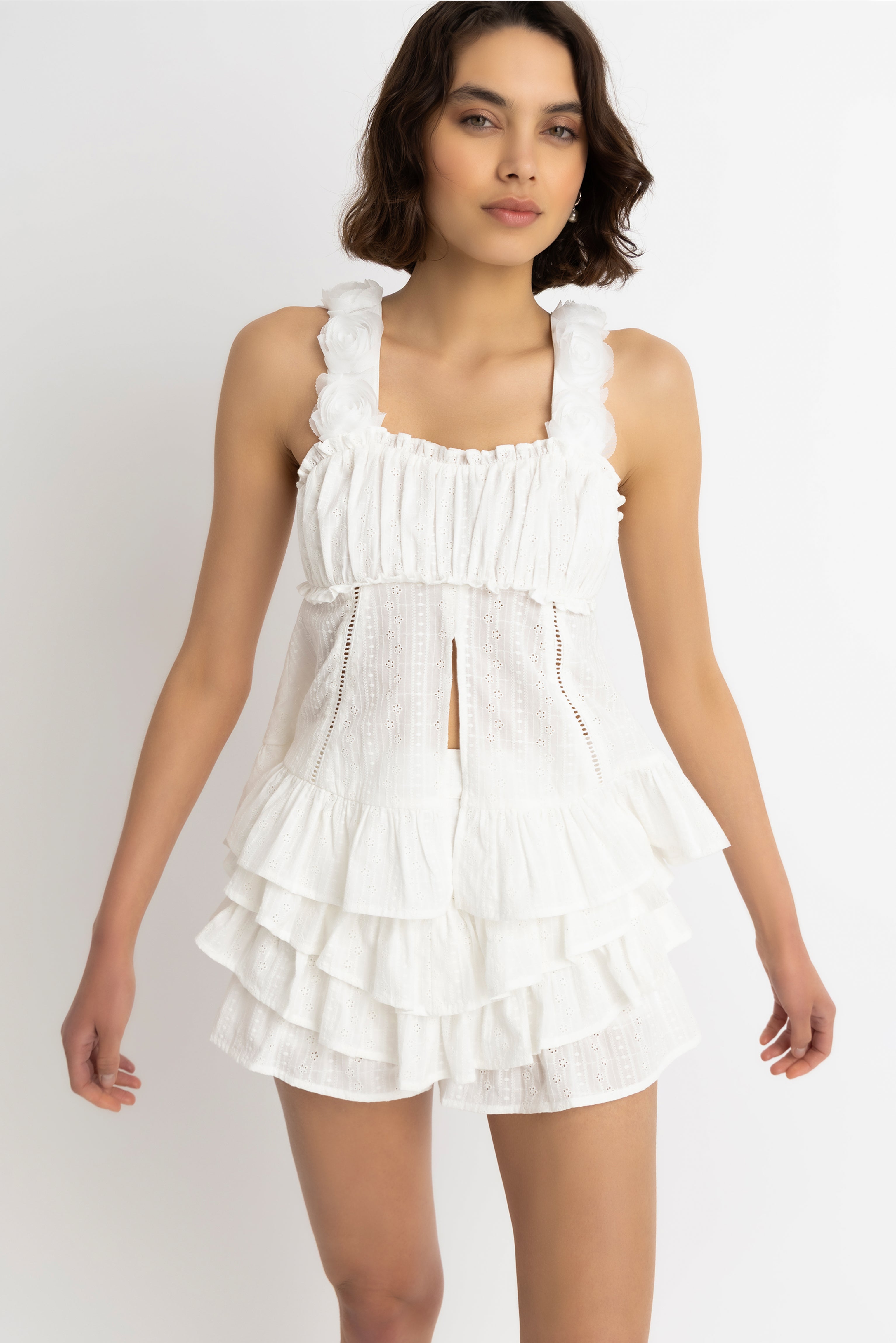 Emma White Broderie Top