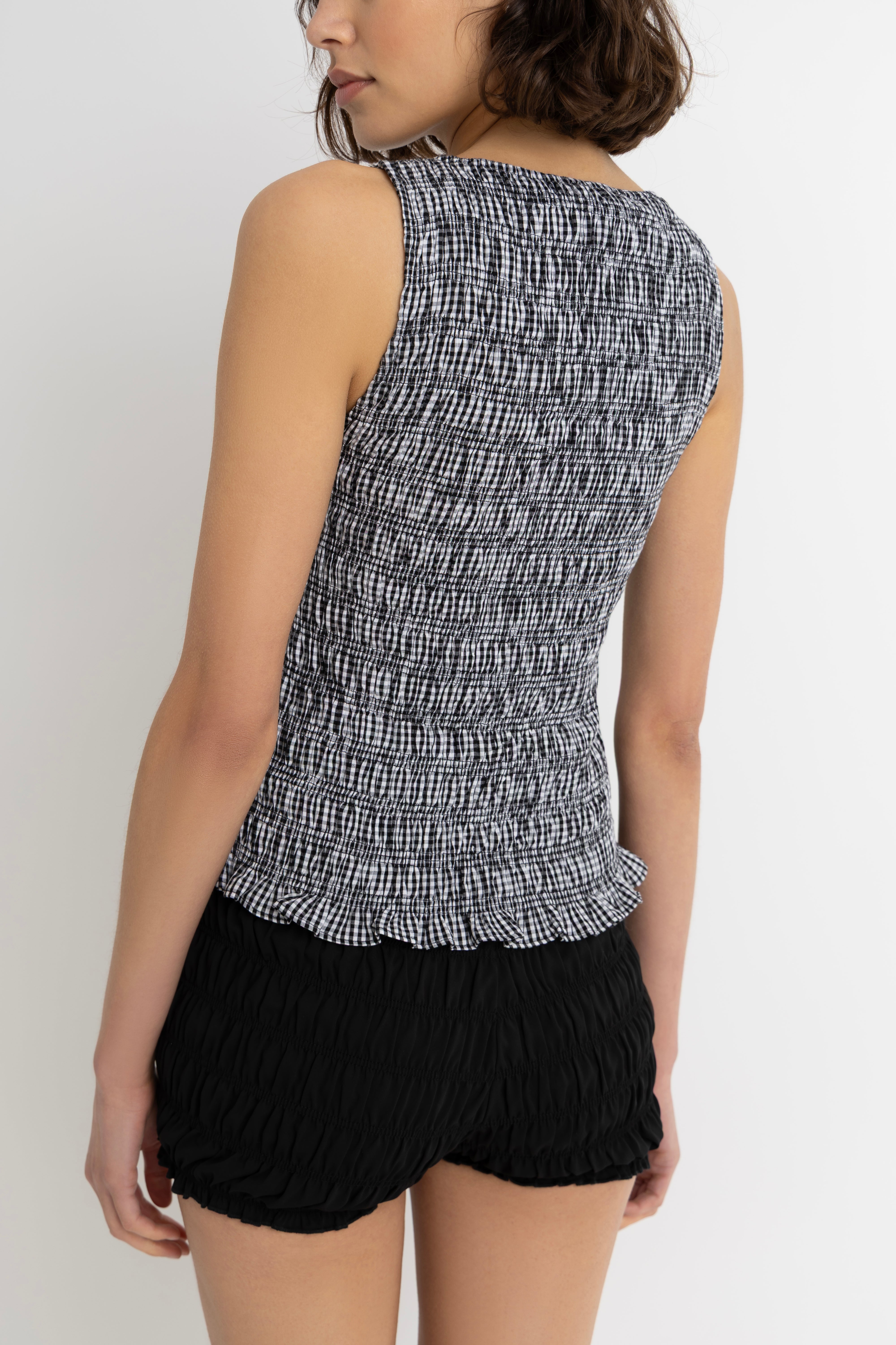 Sonya Black Gingham Top