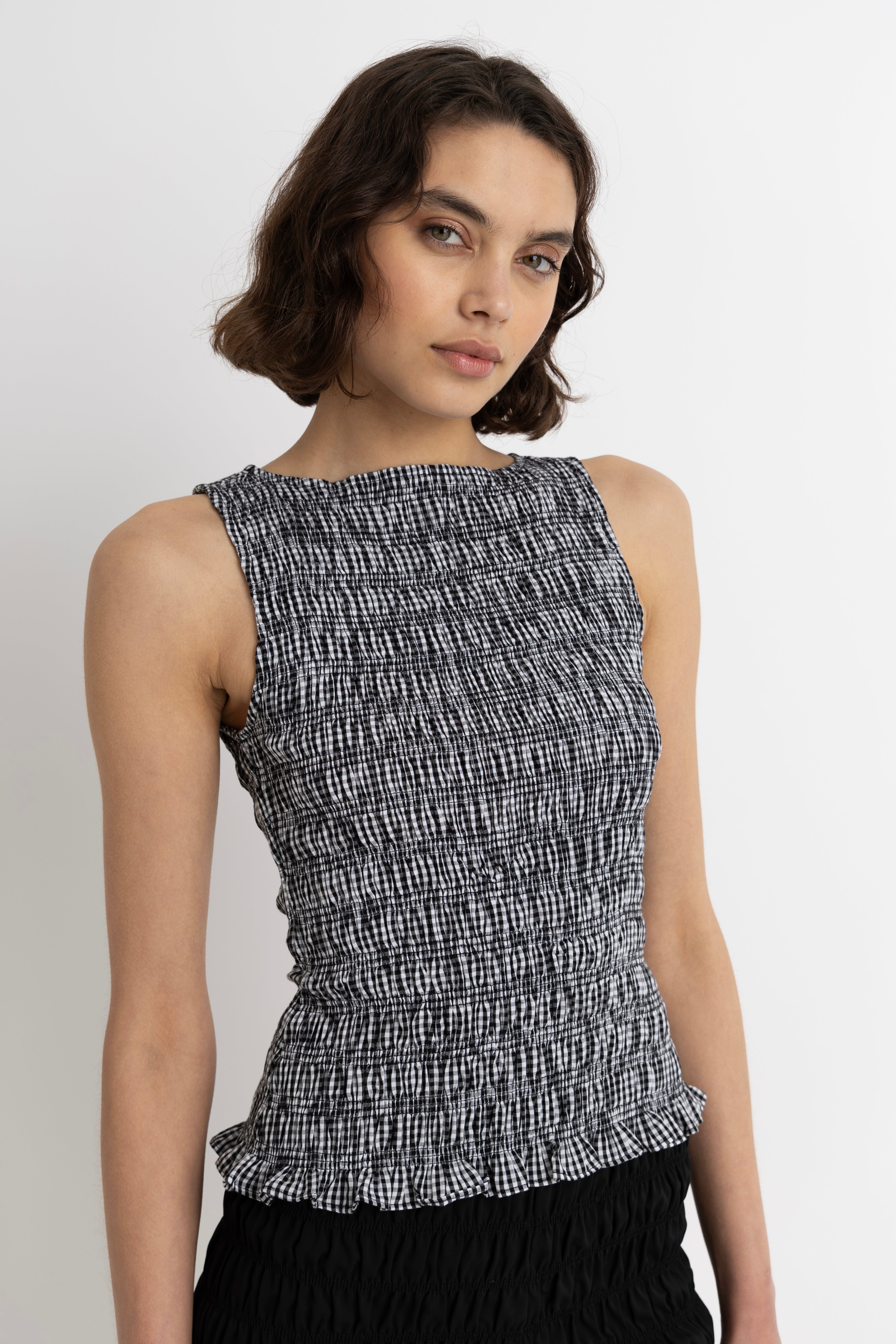 Sonya Black Gingham Top