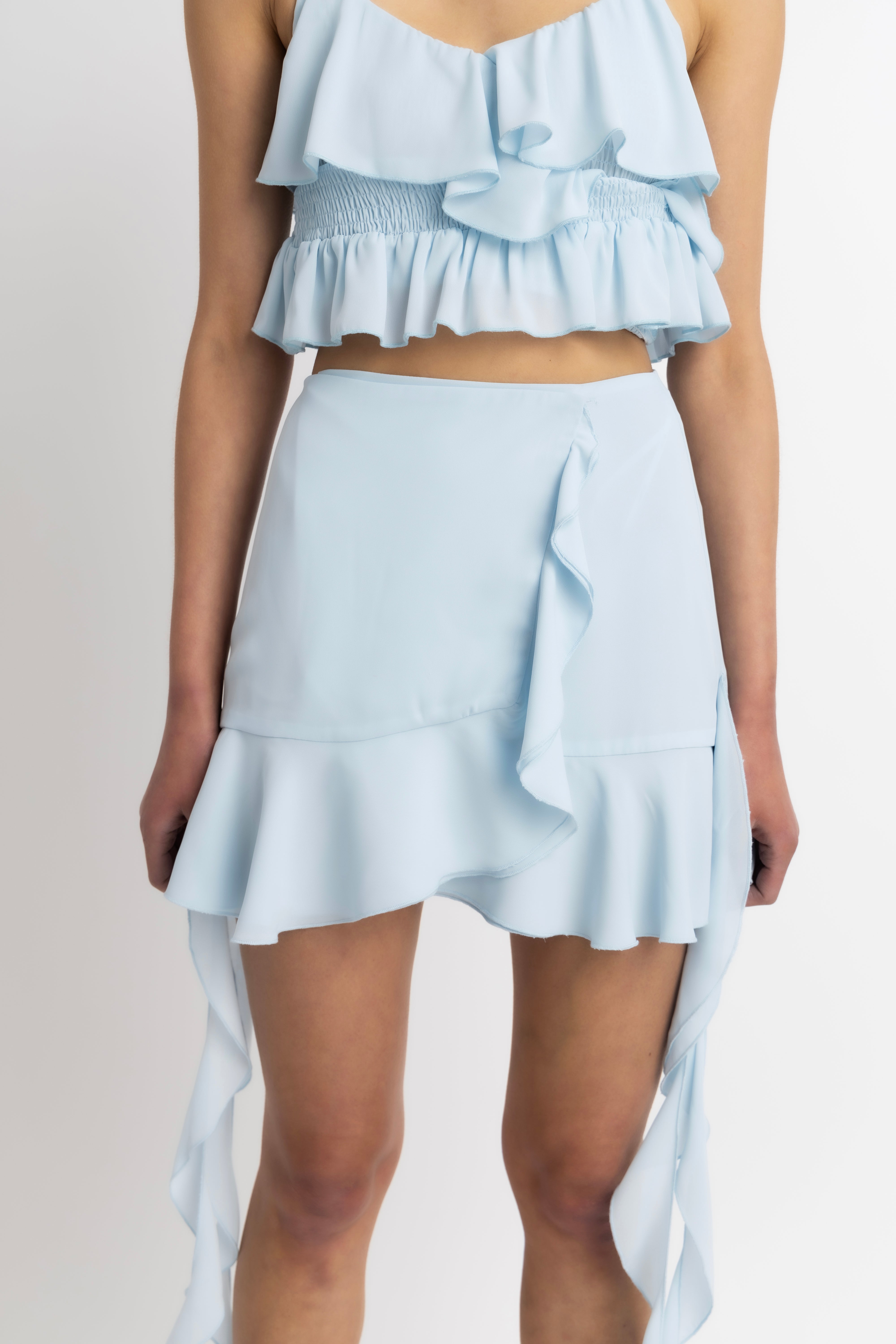 Teresa Blue Ruffles Mini Skirt