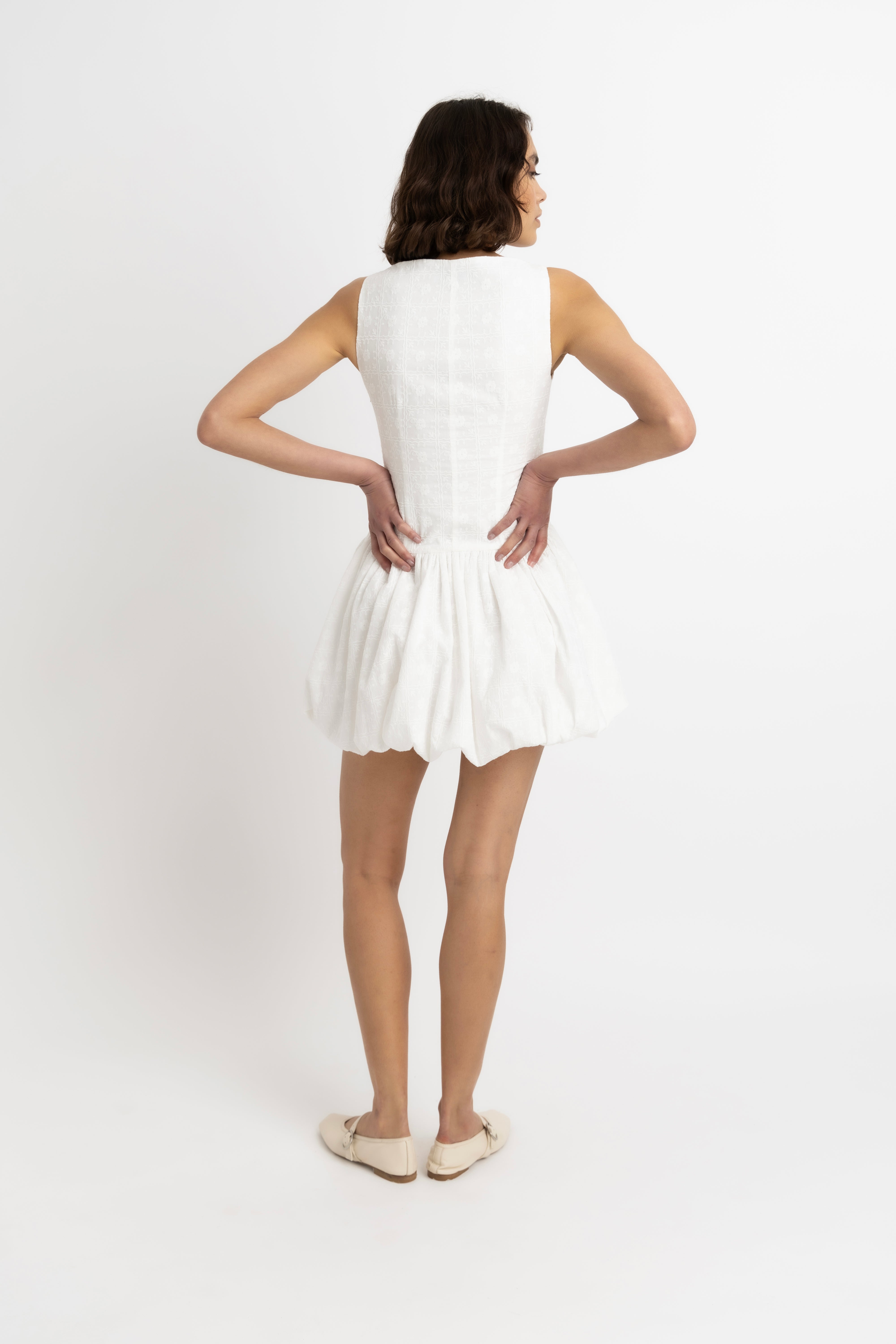 Grazia Pure Cotton White Mini Puffball Dress