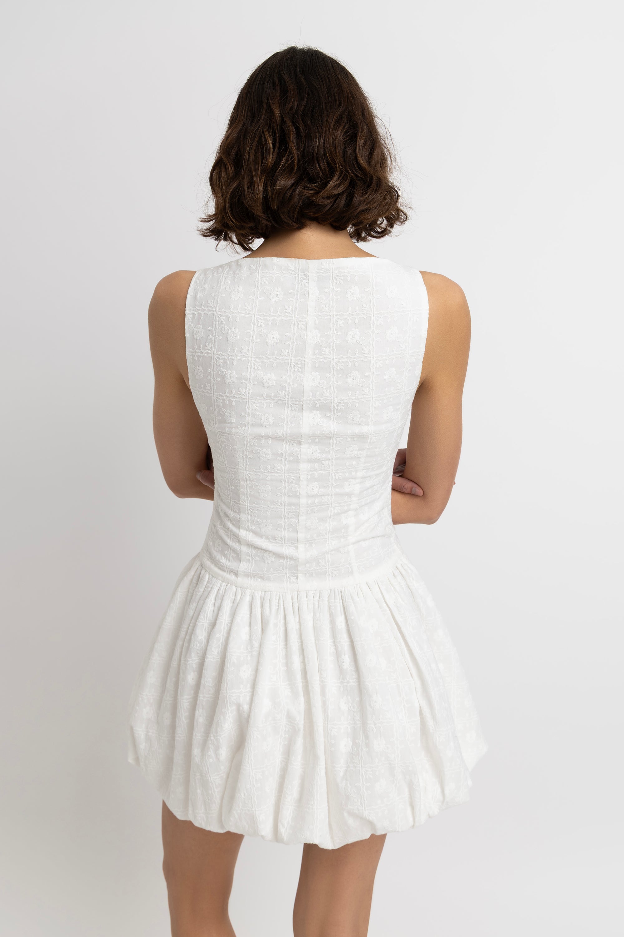 Grazia Pure Cotton White Mini Puffball Dress
