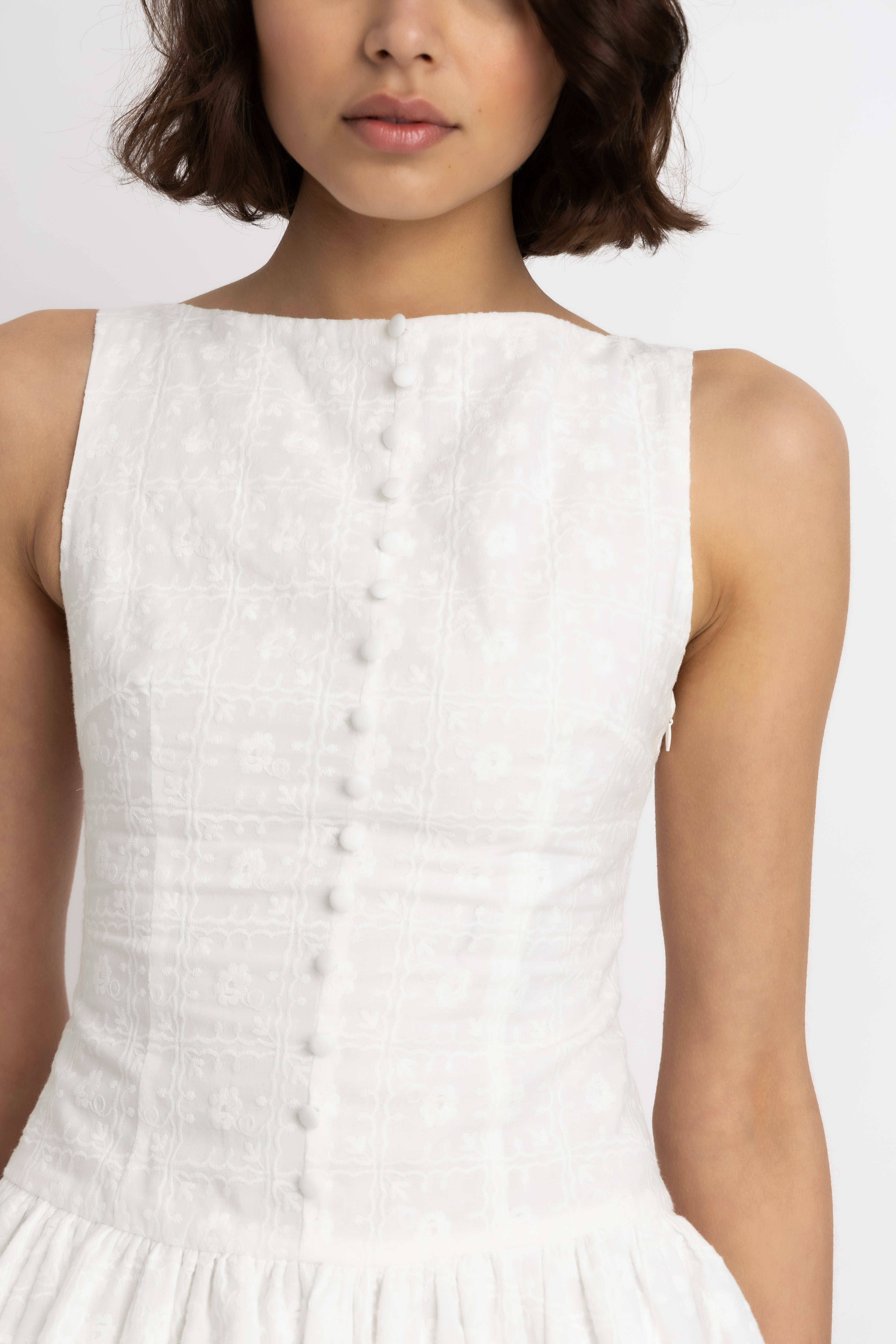 Grazia Pure Cotton White Mini Puffball Dress