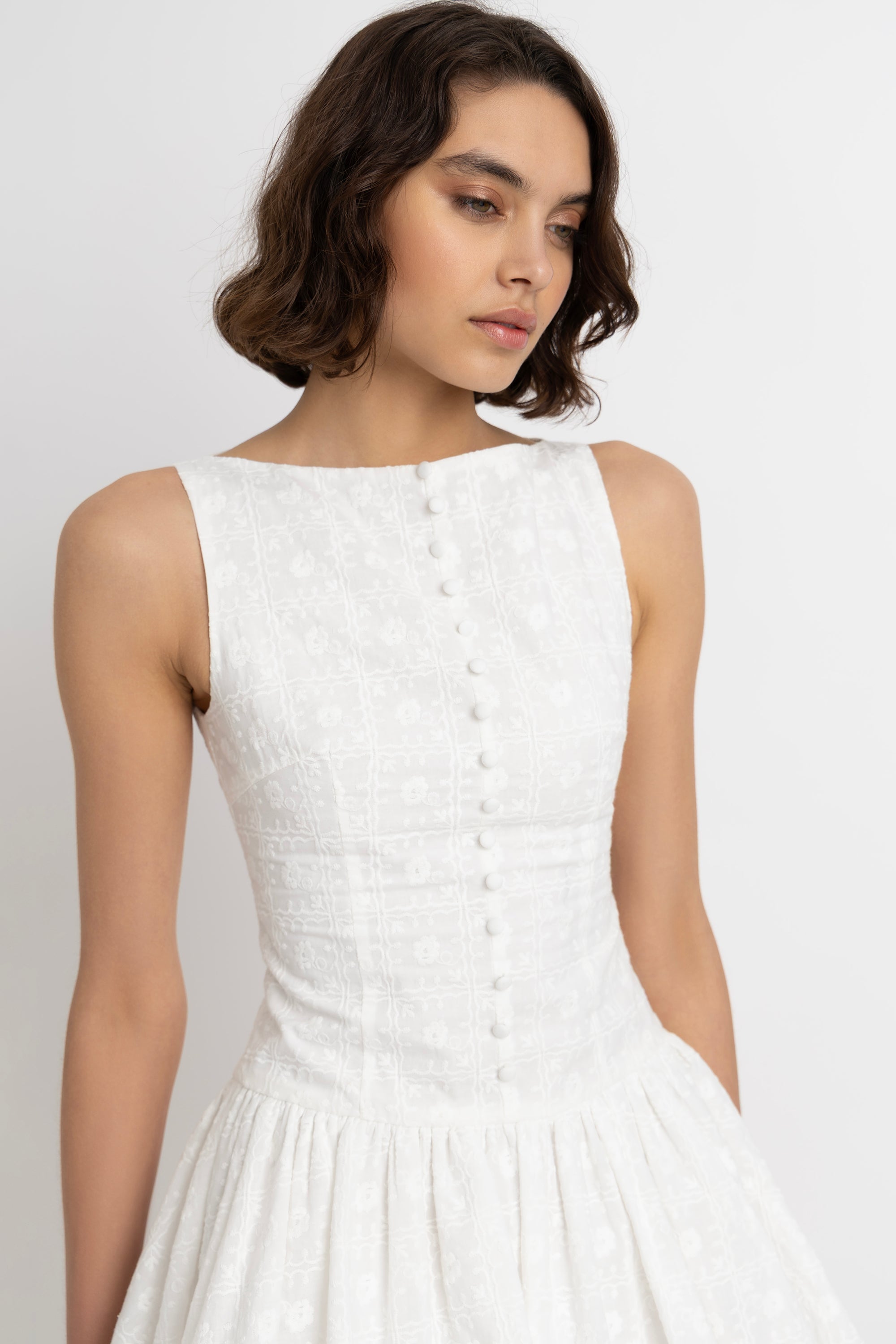 Grazia White Mini Puffball Dress