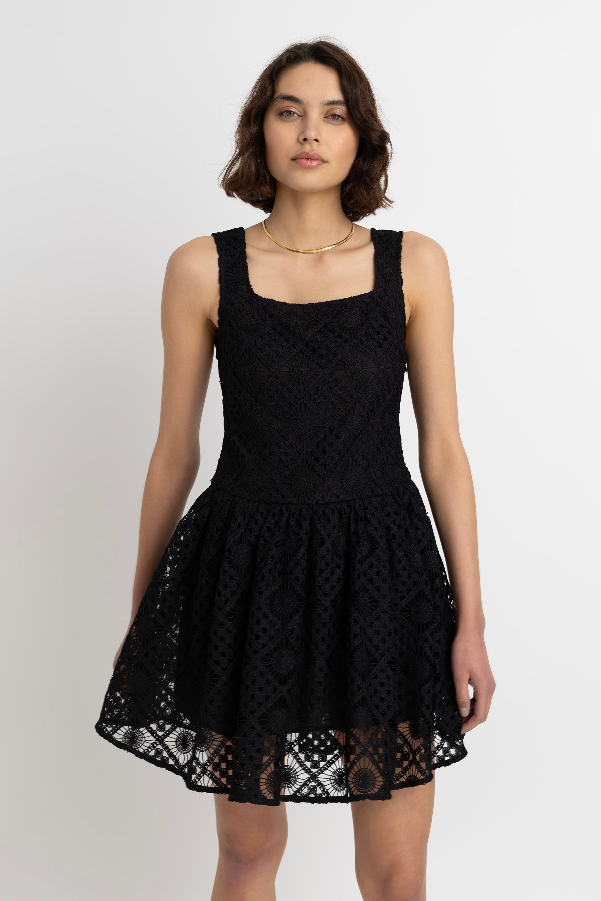 Sylvie Black Crochet Mini Dress