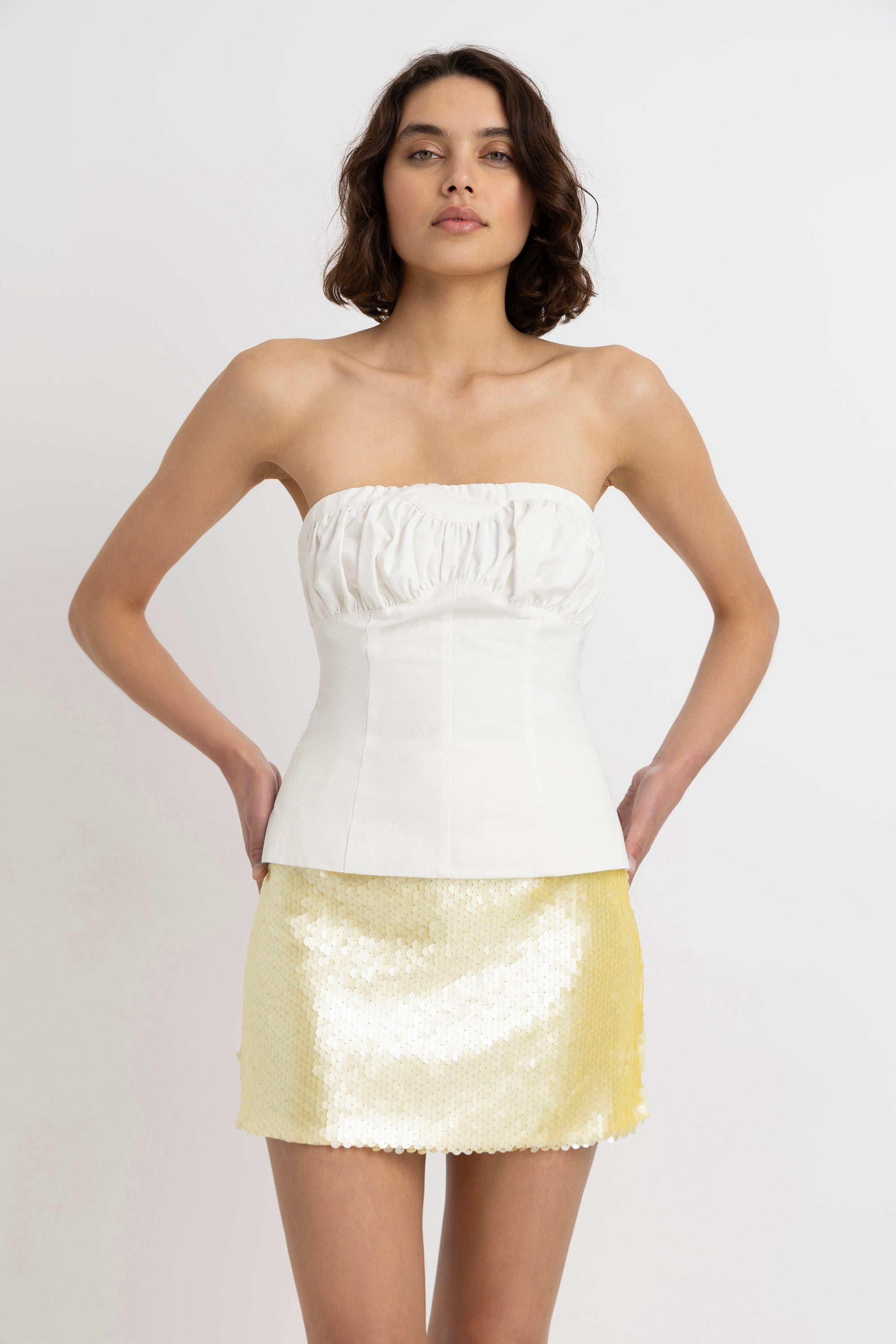 Tyma White Bardot Sweetheart Top