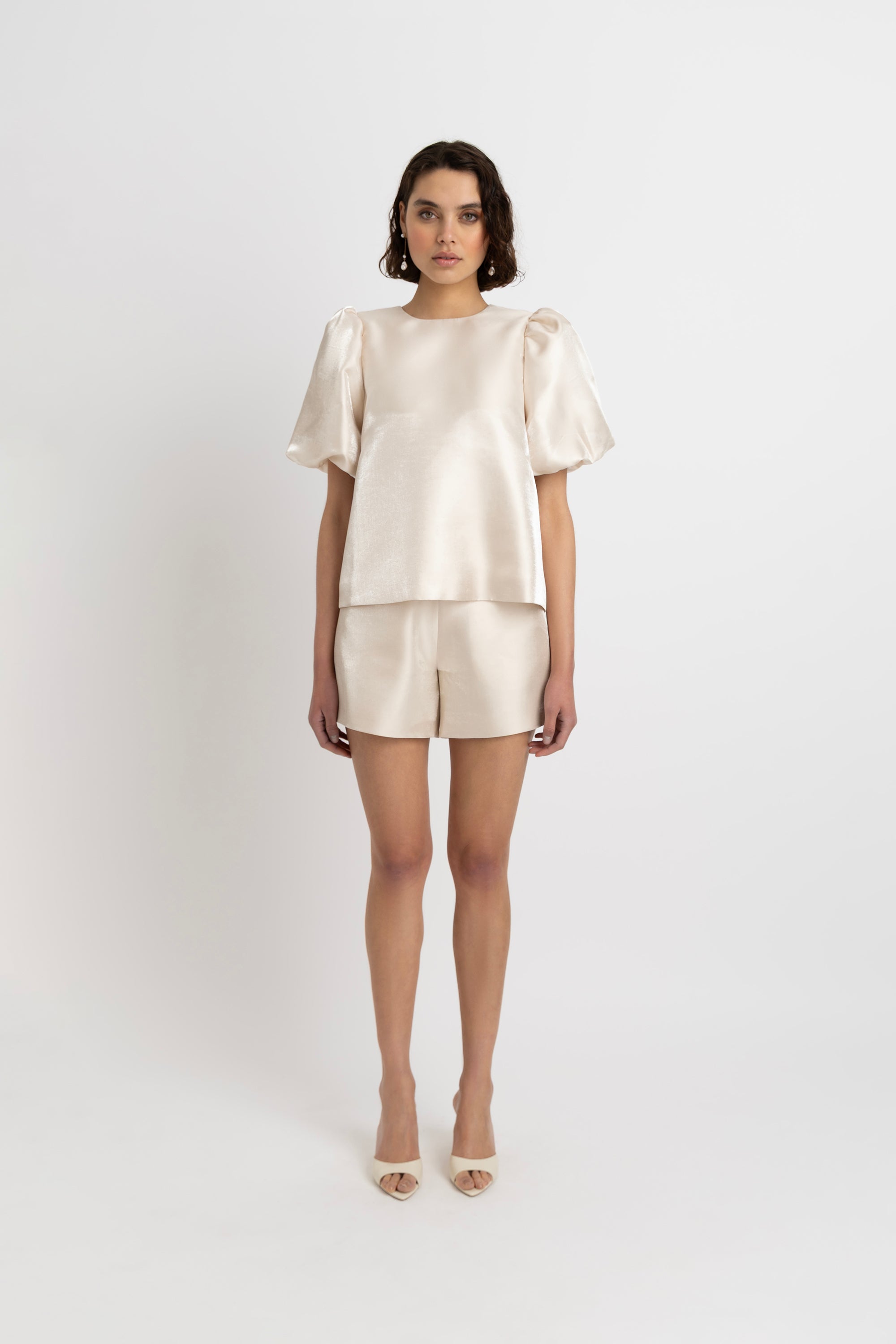 Aurelia Puffball Satin Top