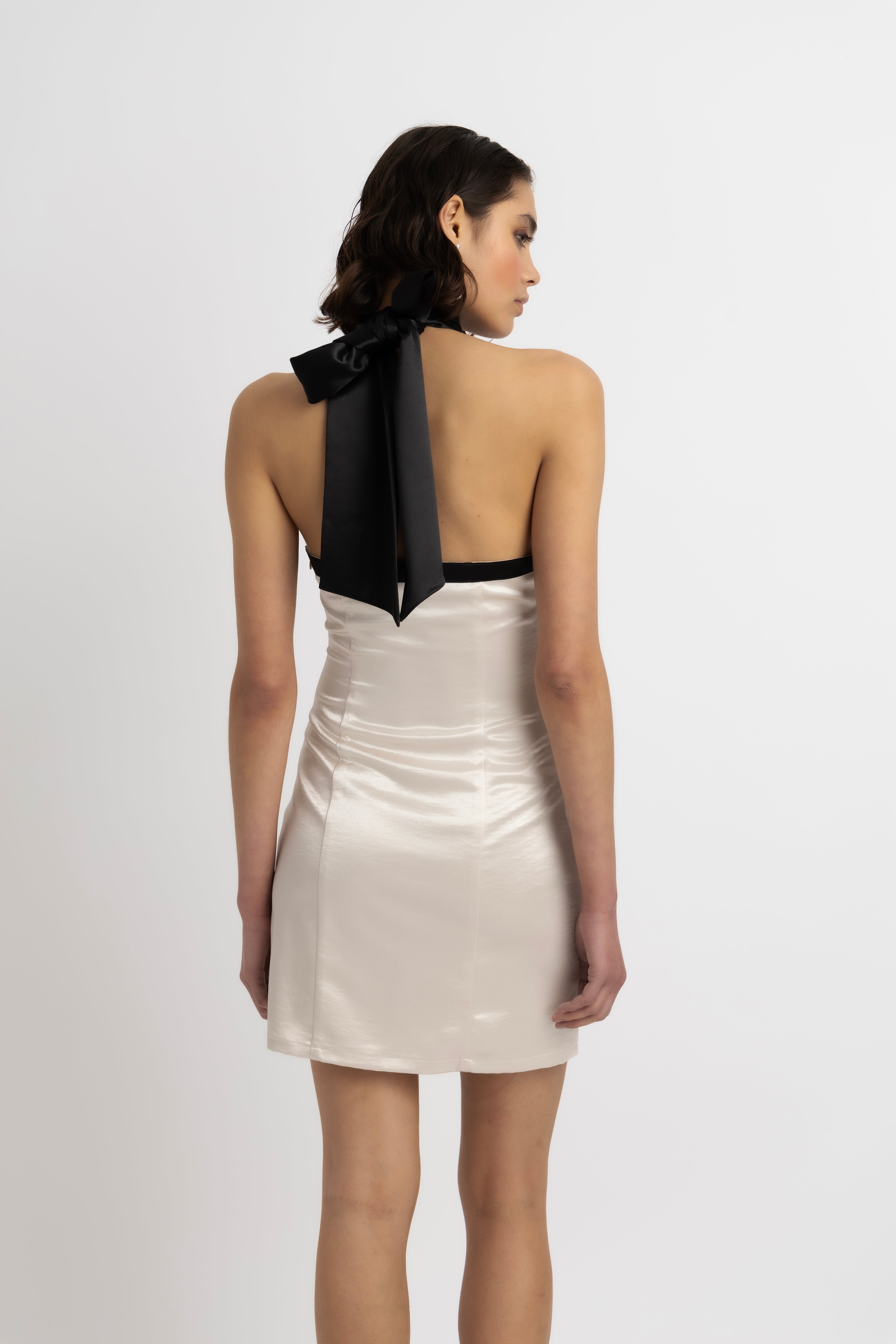 Rosella Satin Halterneck Mini Dress