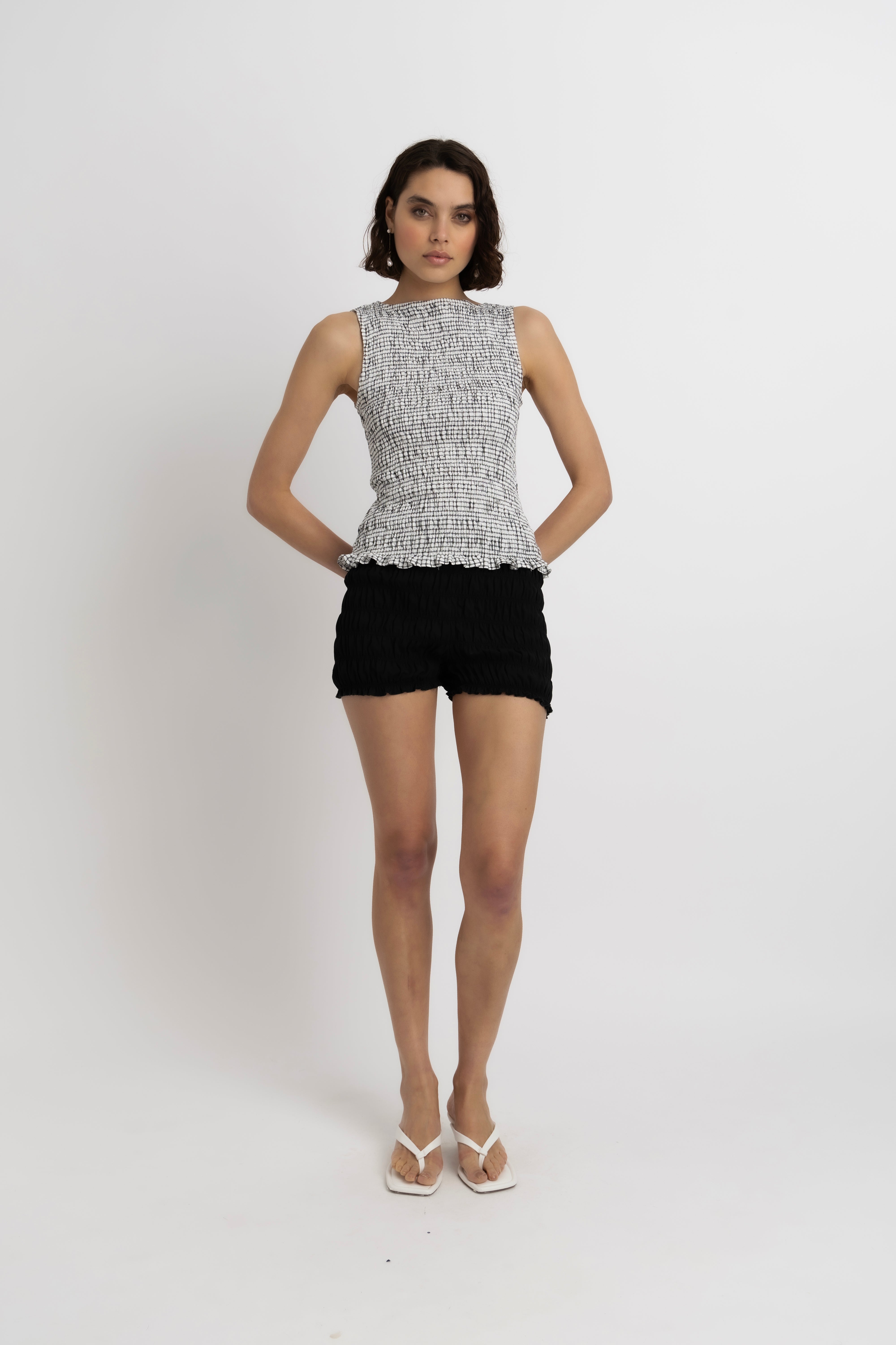 Sonya Pure Cotton Mono Check Top