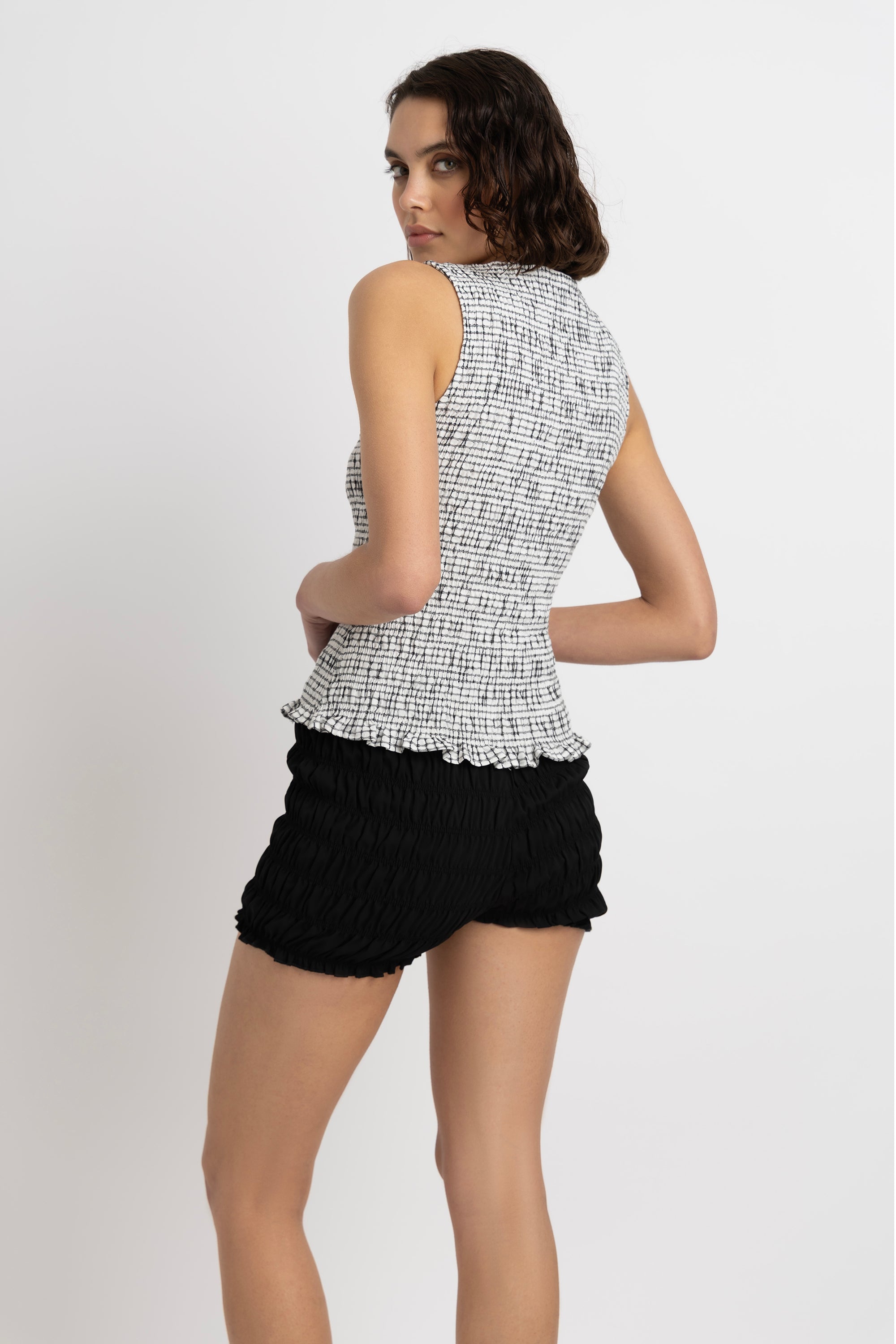 Sonya Pure Cotton Mono Check Top