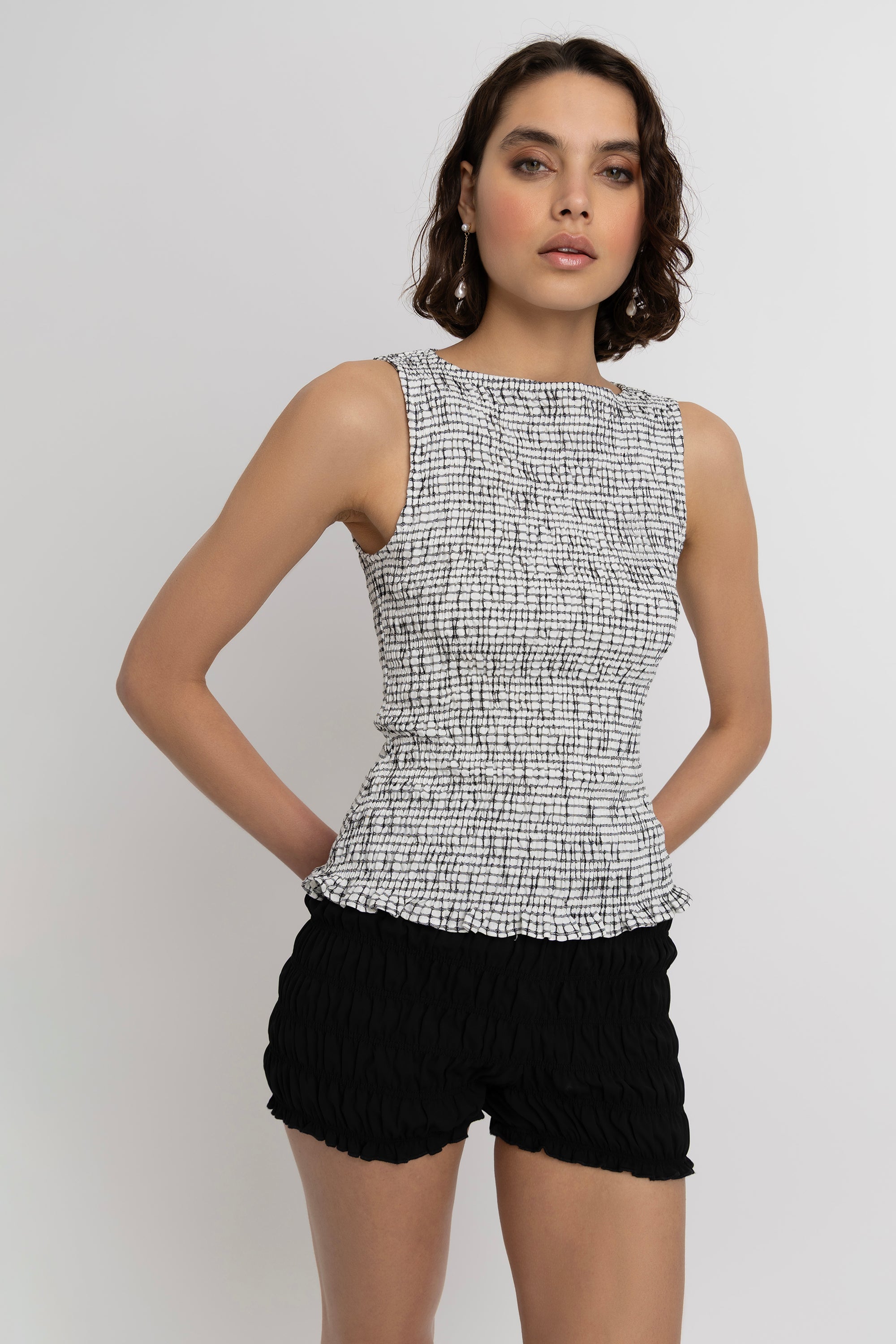 Sonya Pure Cotton Mono Check Top