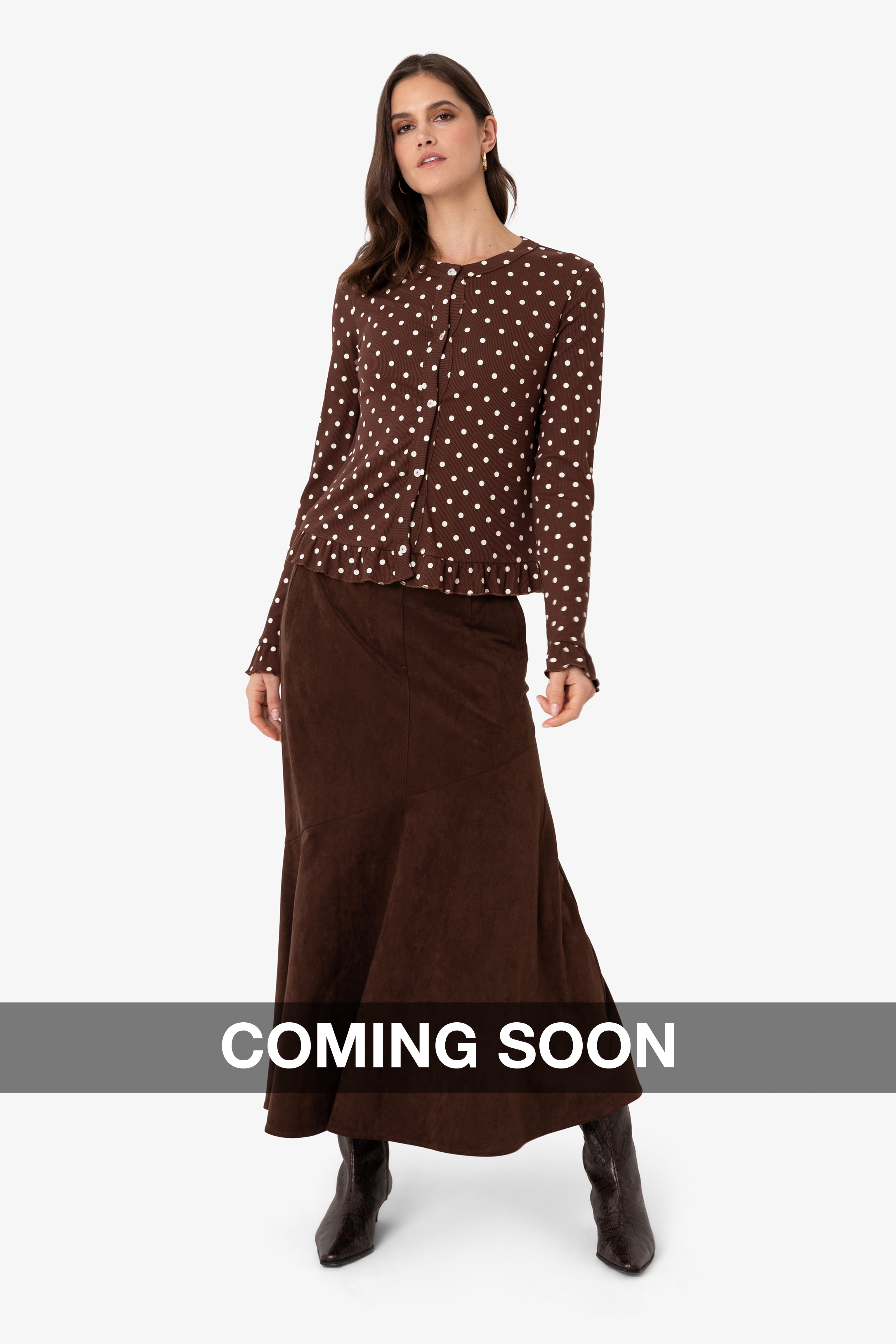 Suki Faux Suede Chiffon Asymmetric Maxi Skirt