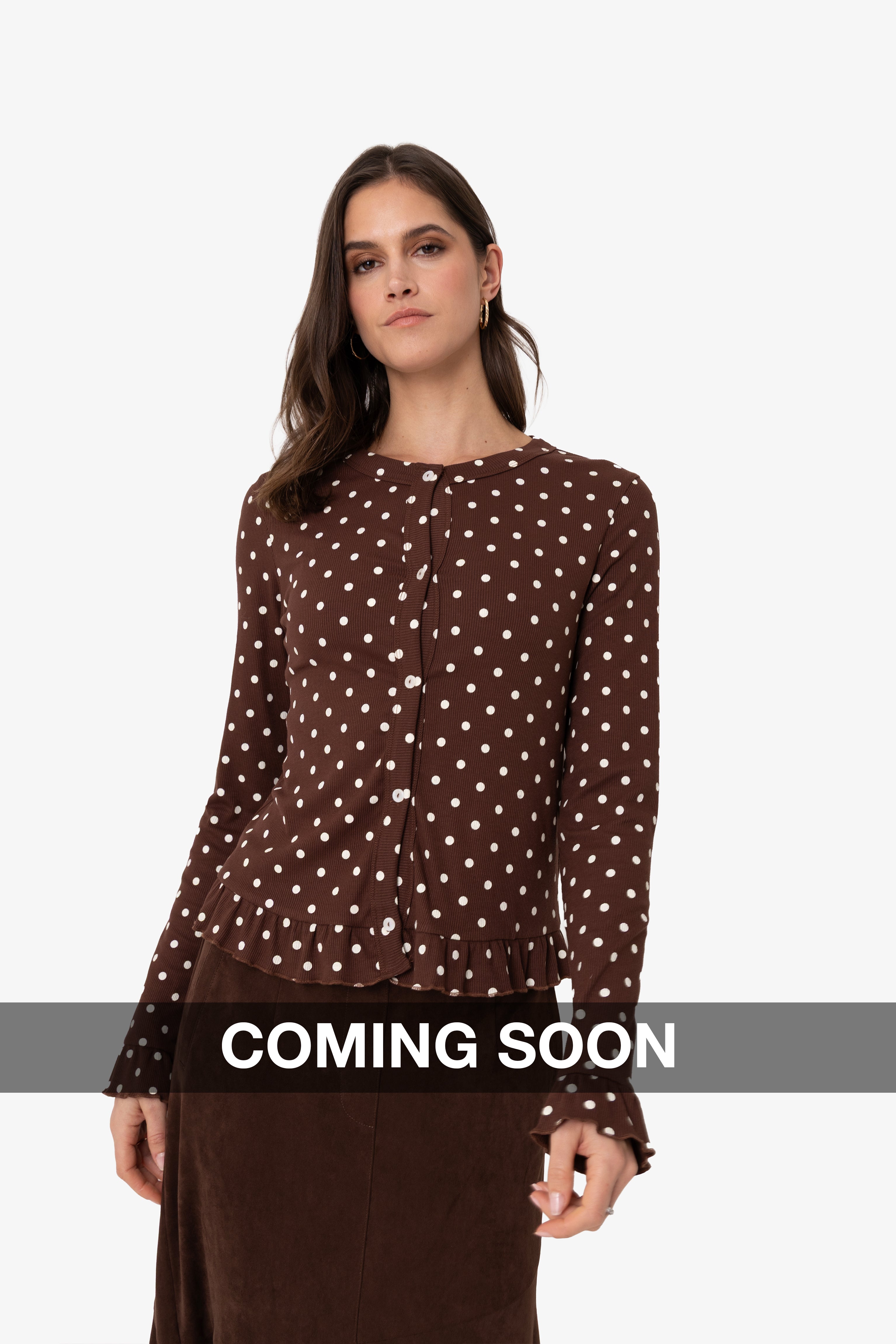 Edie Viscose Brown Polkadot Cardigan