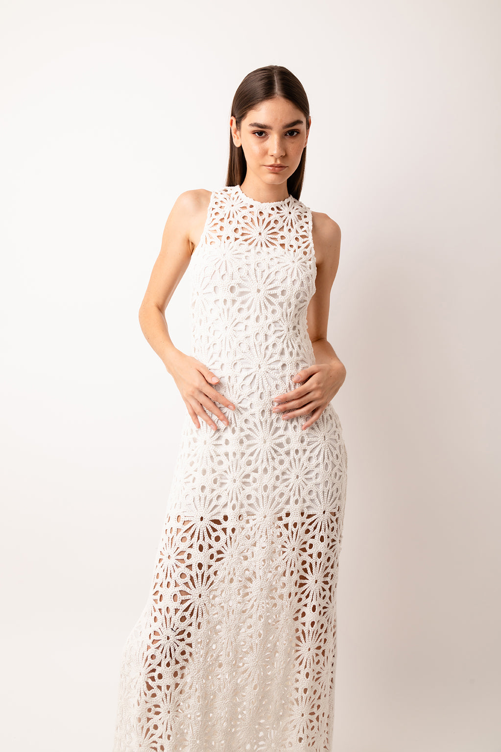 Sorrento White Crochet Lace Maxi Dress