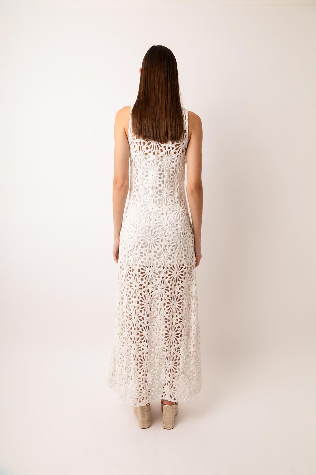Sorrento White Crochet Lace Maxi Dress