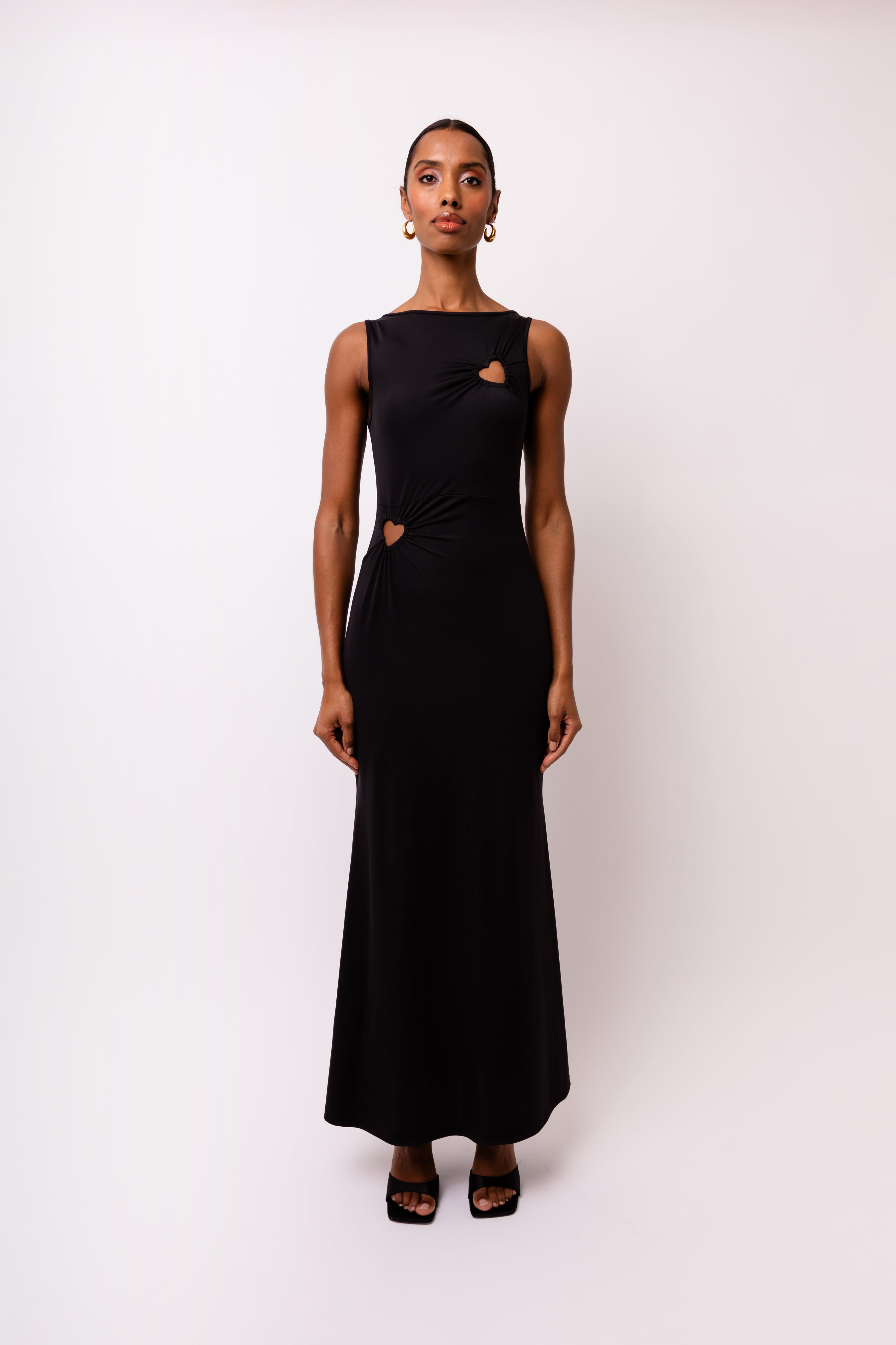 Harlie Black Sleeveless Cut Out Maxi Dress | AMYLYNN