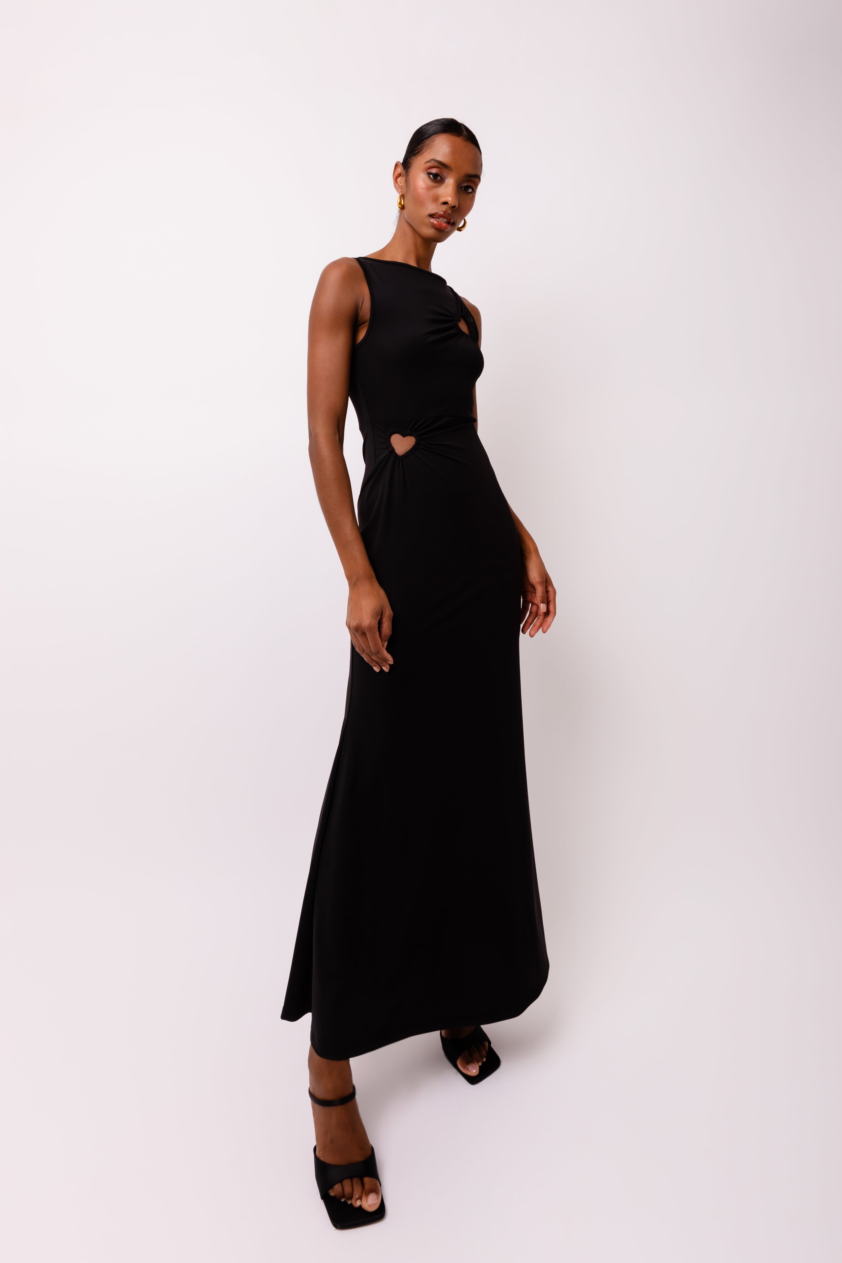 Harlie Black Sleeveless Cut Out Maxi Dress | AMYLYNN