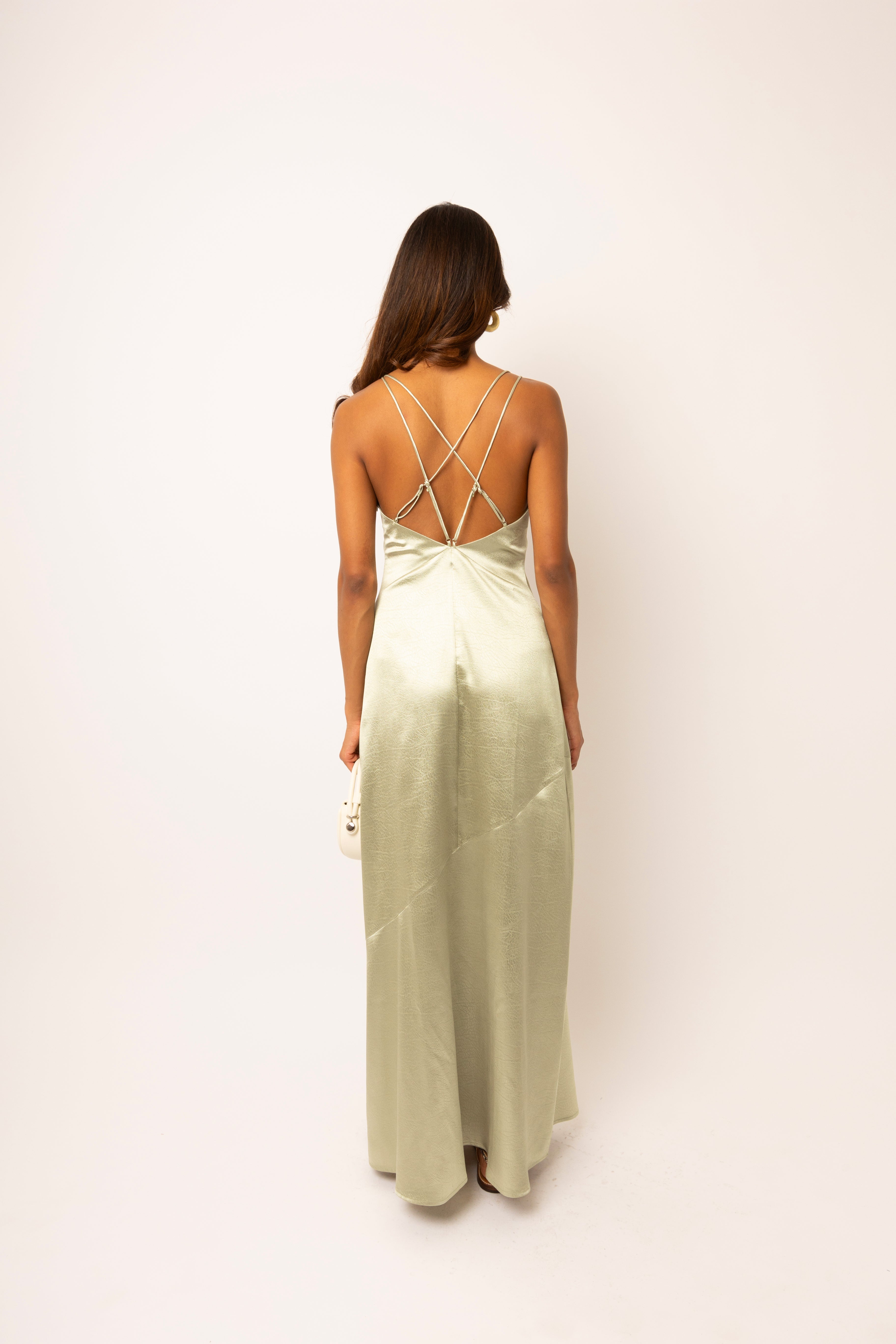 Leonie Mint Satin Maxi Dress