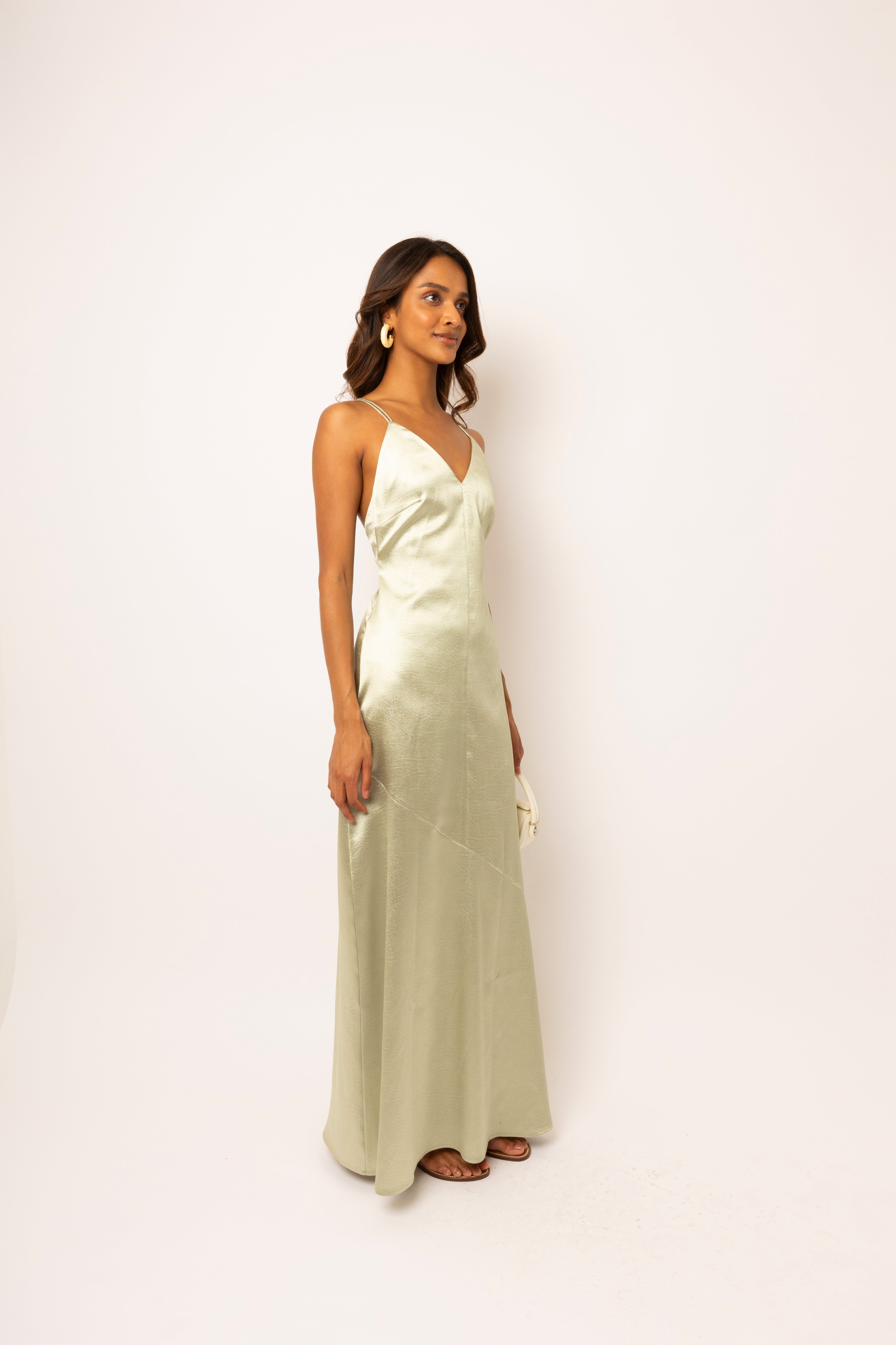 Leonie Mint Satin Maxi Dress