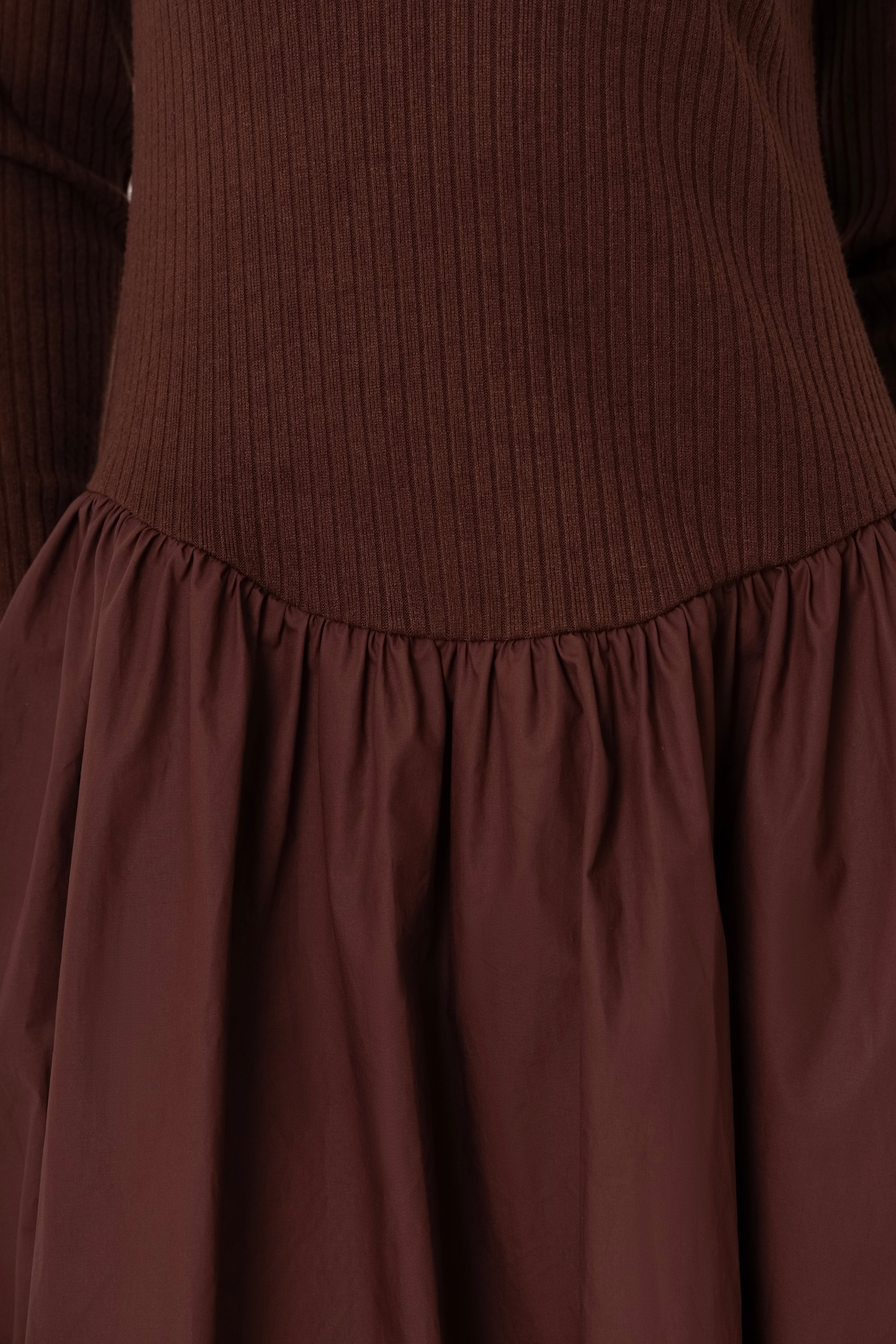 Jaquie Knitted Bodice Cotton contrast Maxi Dress