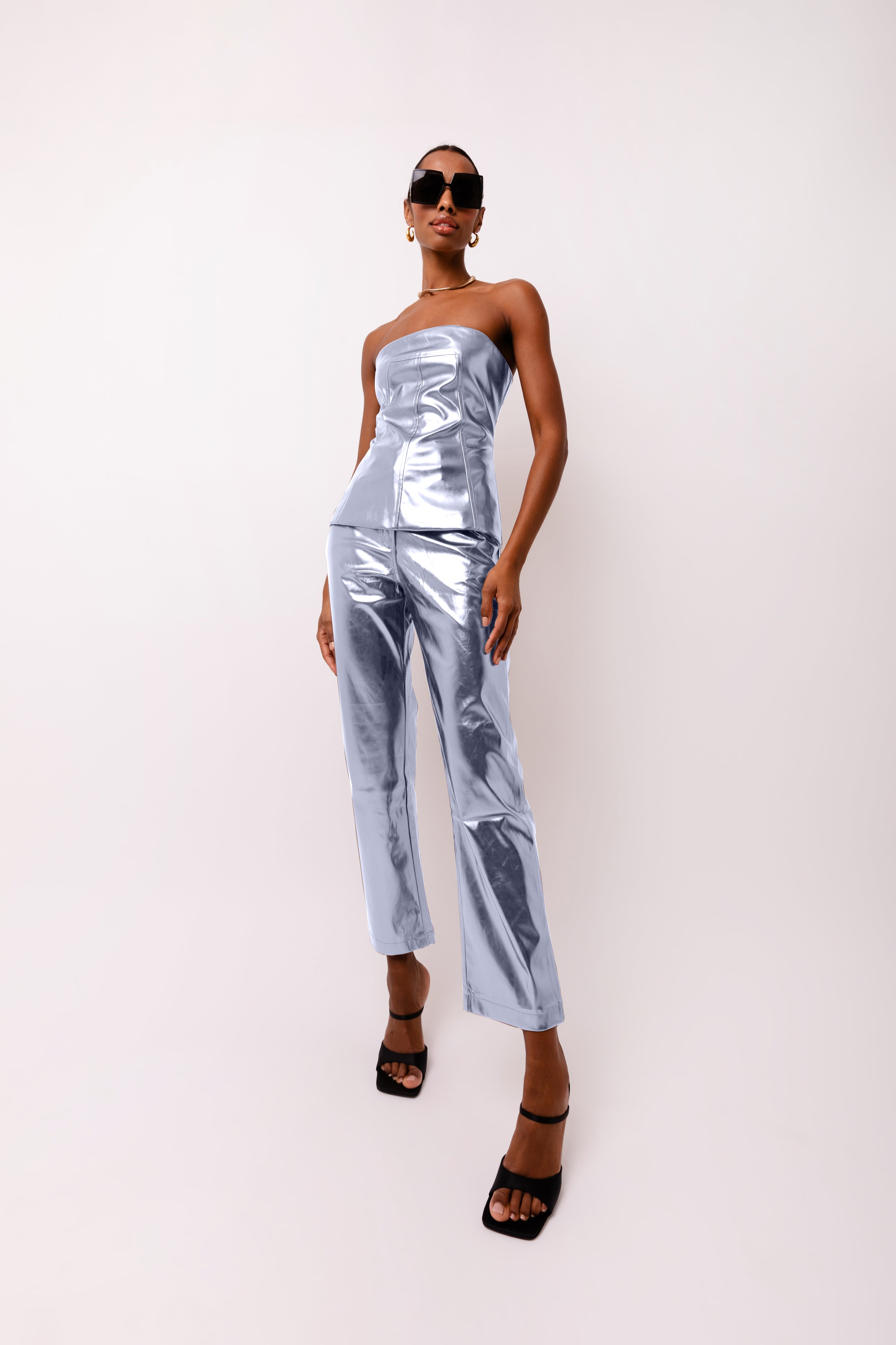 Lupe Arctic Blue Metallic Trousers