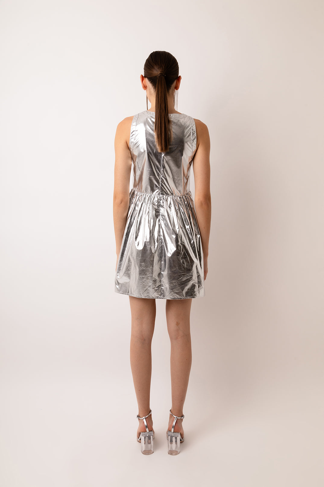 London Silver Metallic Mini Dress | AMYLYNN