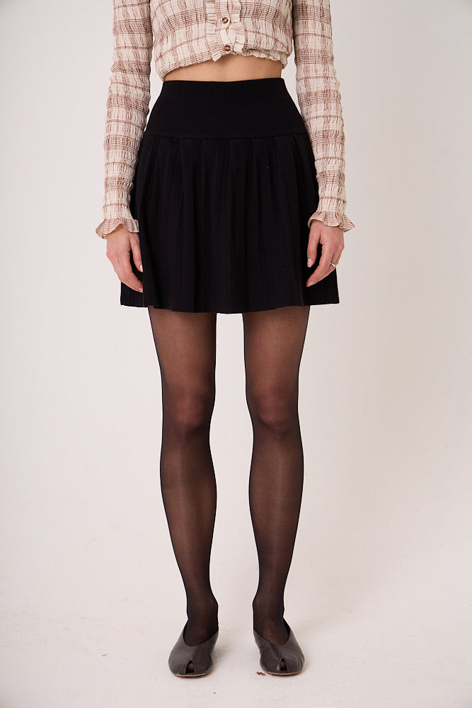 Clemmie Viscose Knitted Pleated Mini Skirt