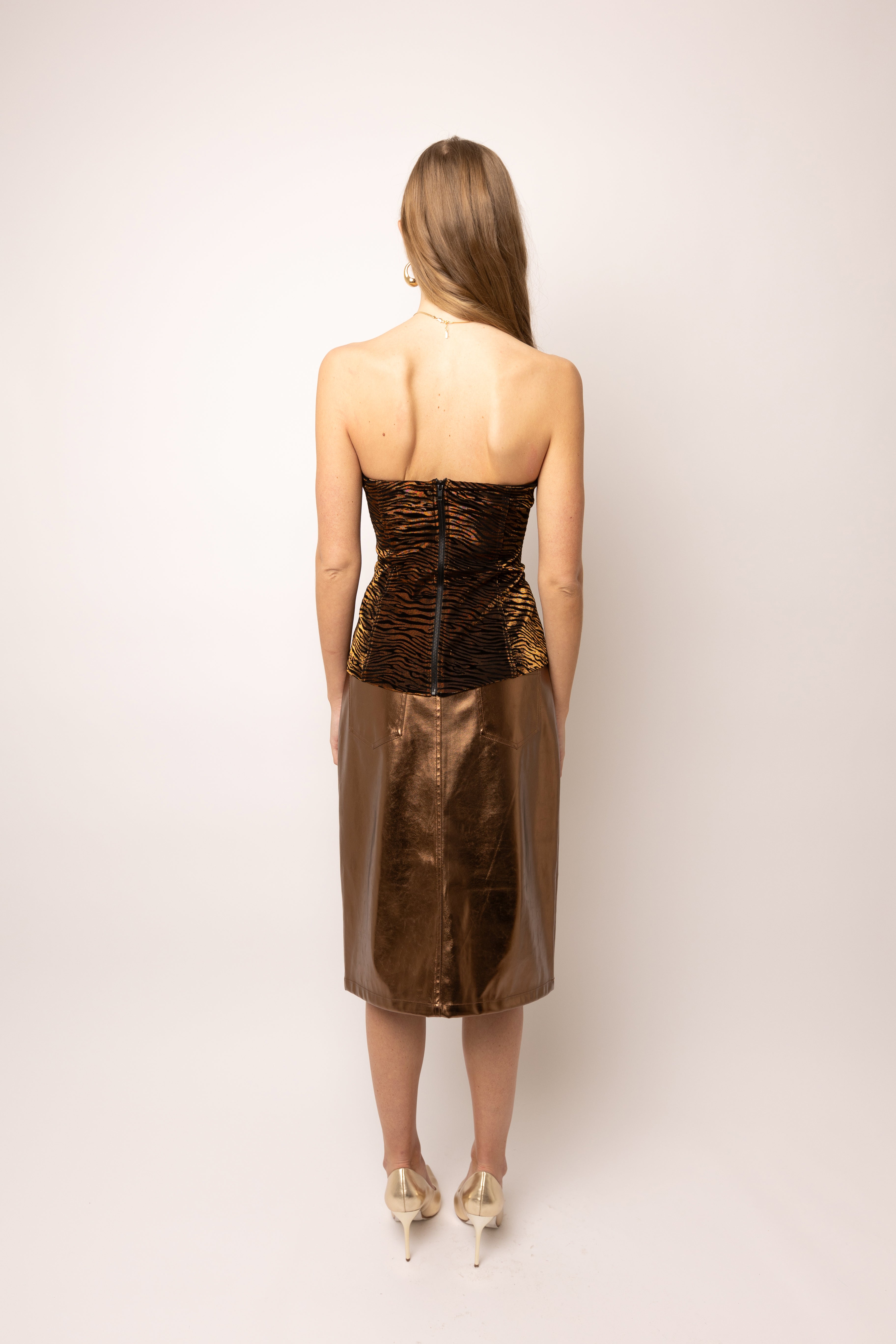 Johanna Tiger Velvet Burnout Bardot Top