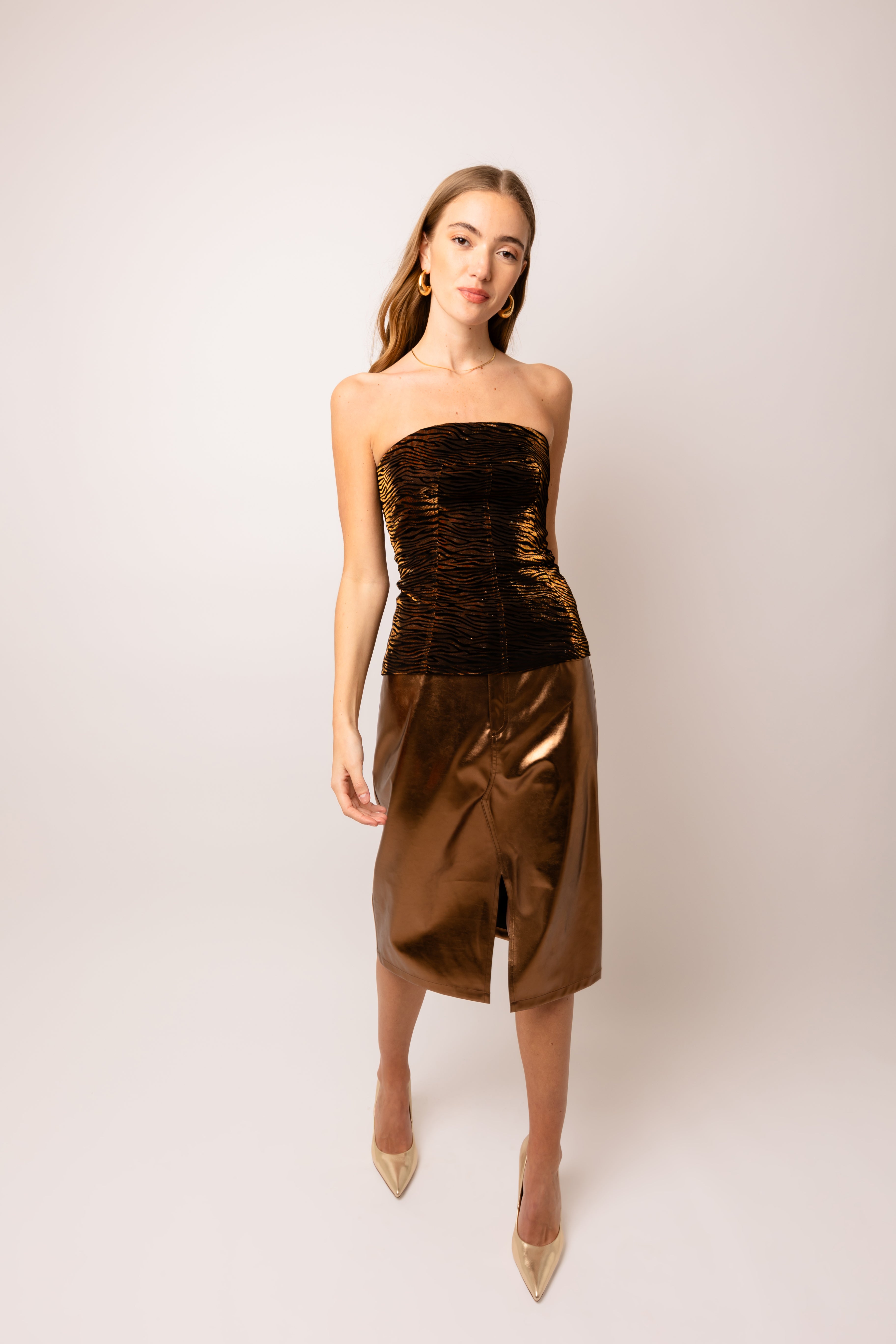 Johanna Tiger Velvet Burnout Bardot Top