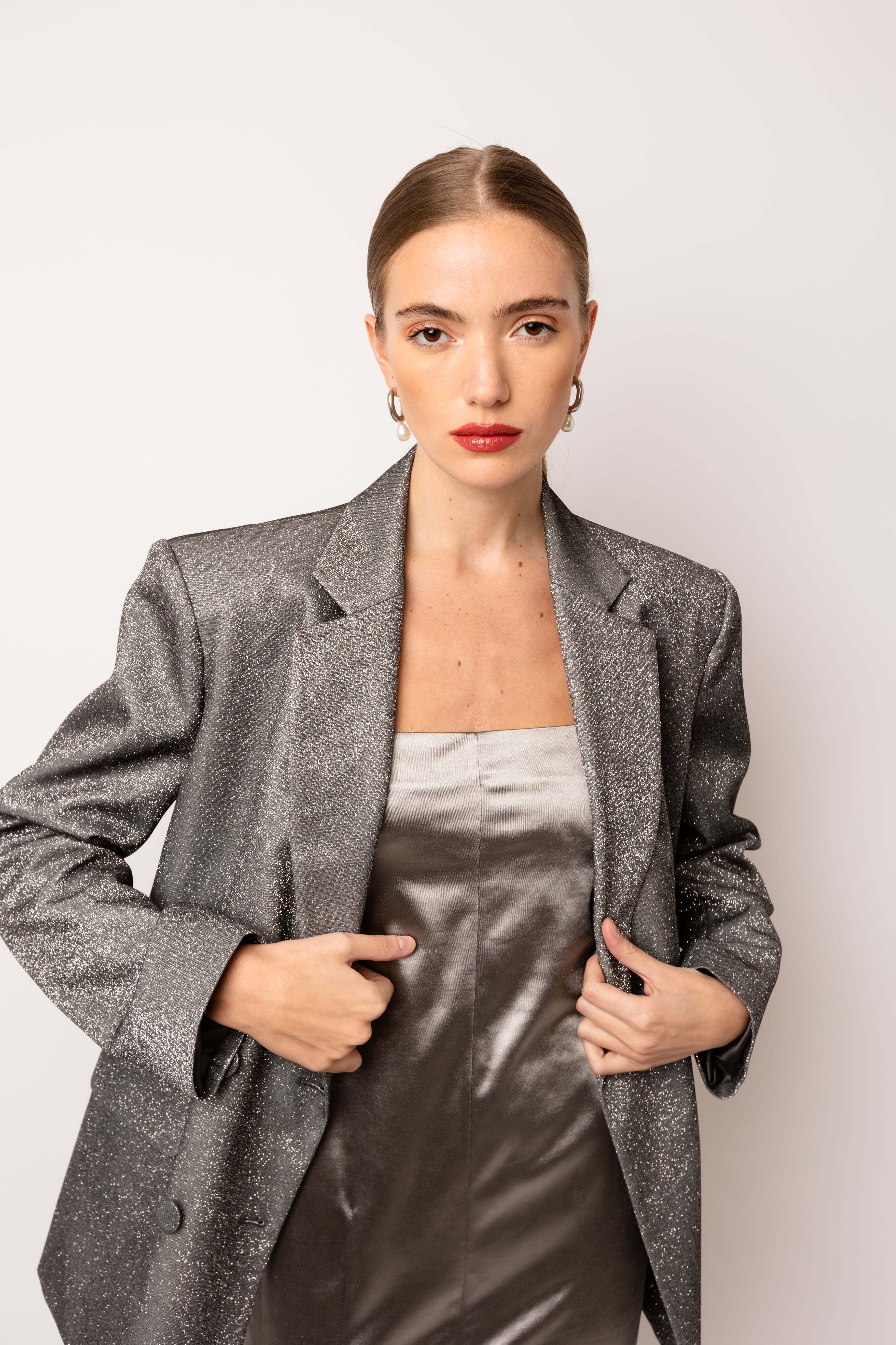 Ezra Glitter Oversized Blazer Jacket
