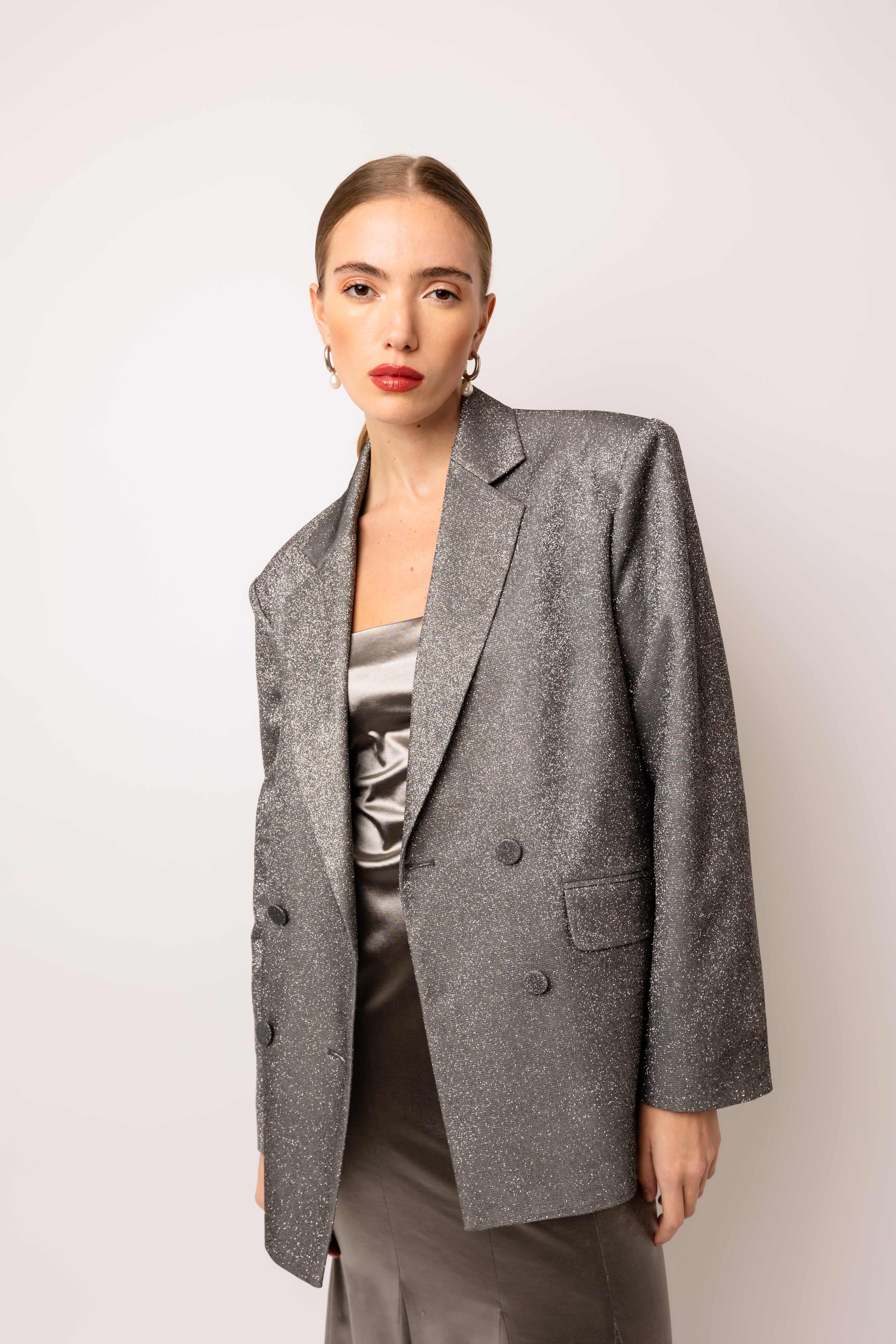 Ezra Glitter Oversized Blazer Jacket