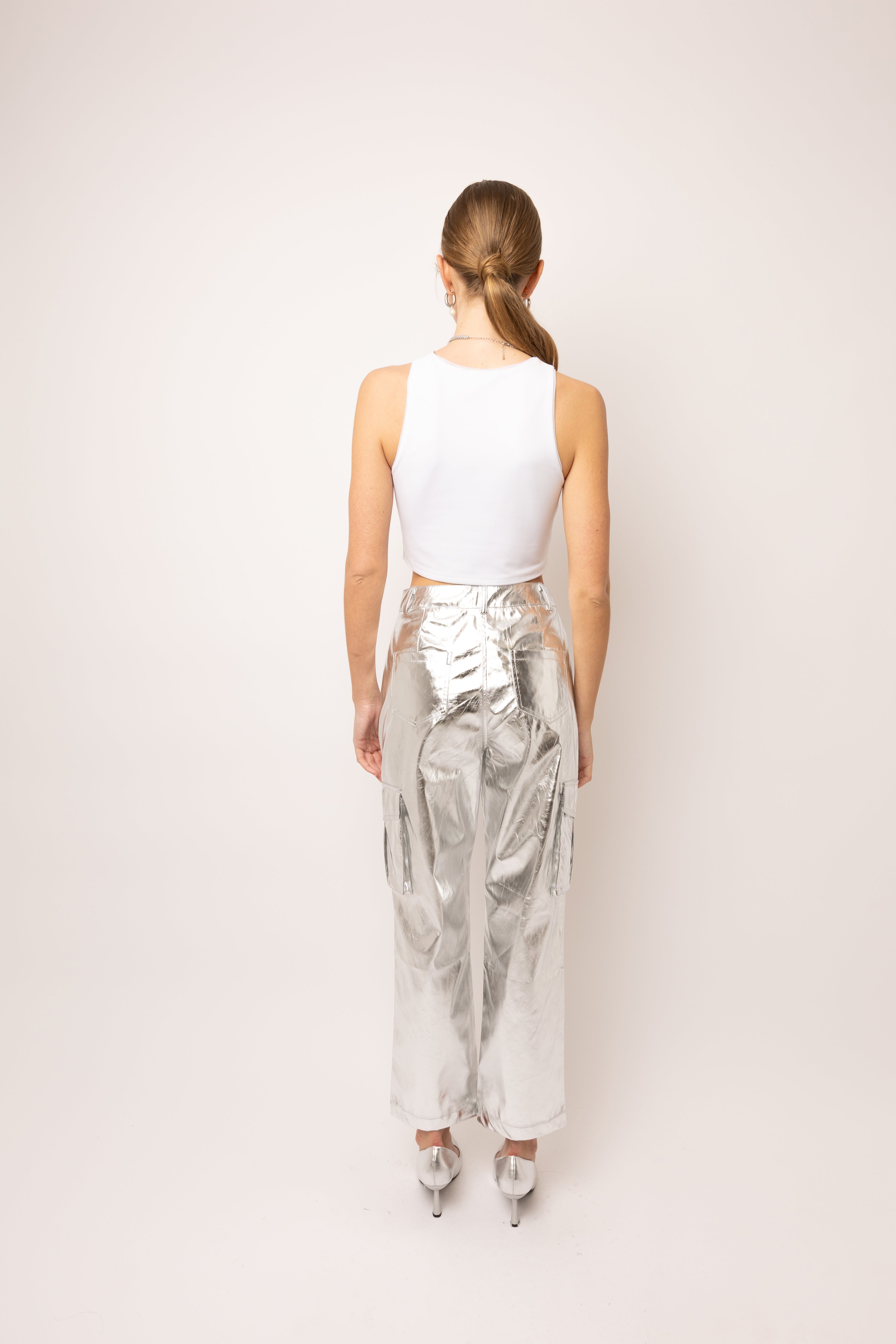 Lupe Metallic Silver Combat Utility Trousers  | AMYLYNN