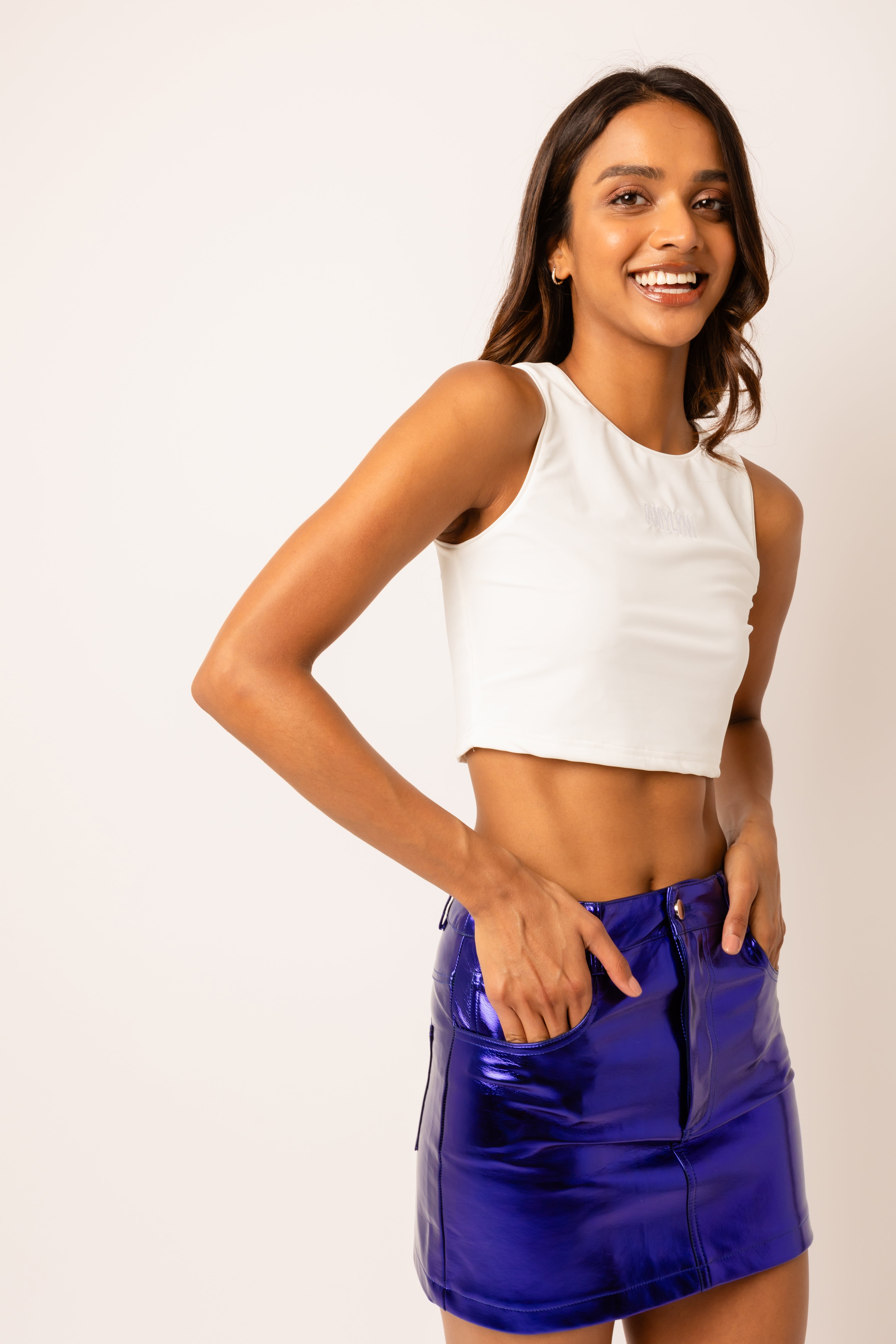 Milena Ultra Violet Metallic Mini Skirt
