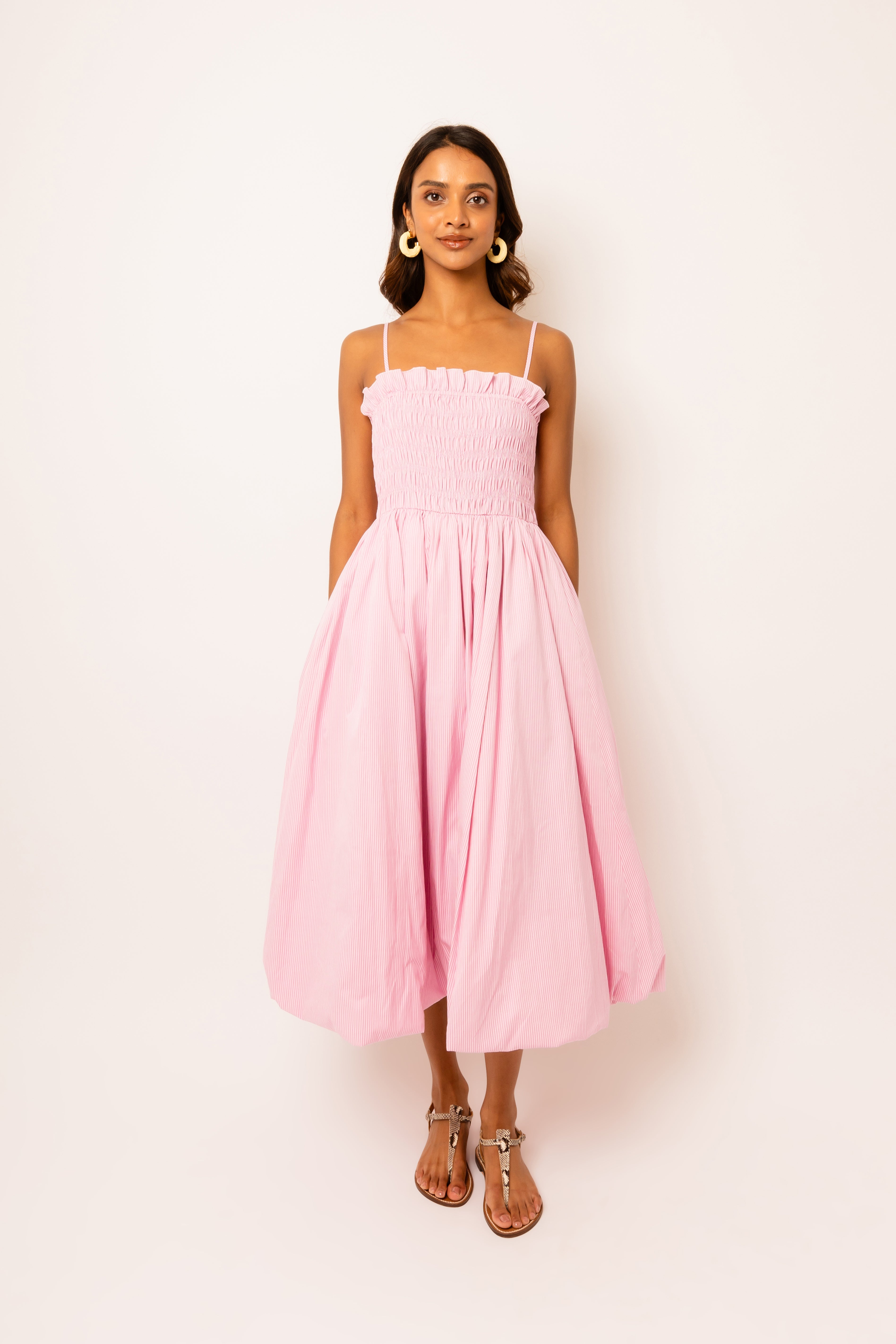 Polly Pink Stripe Puffball Dress