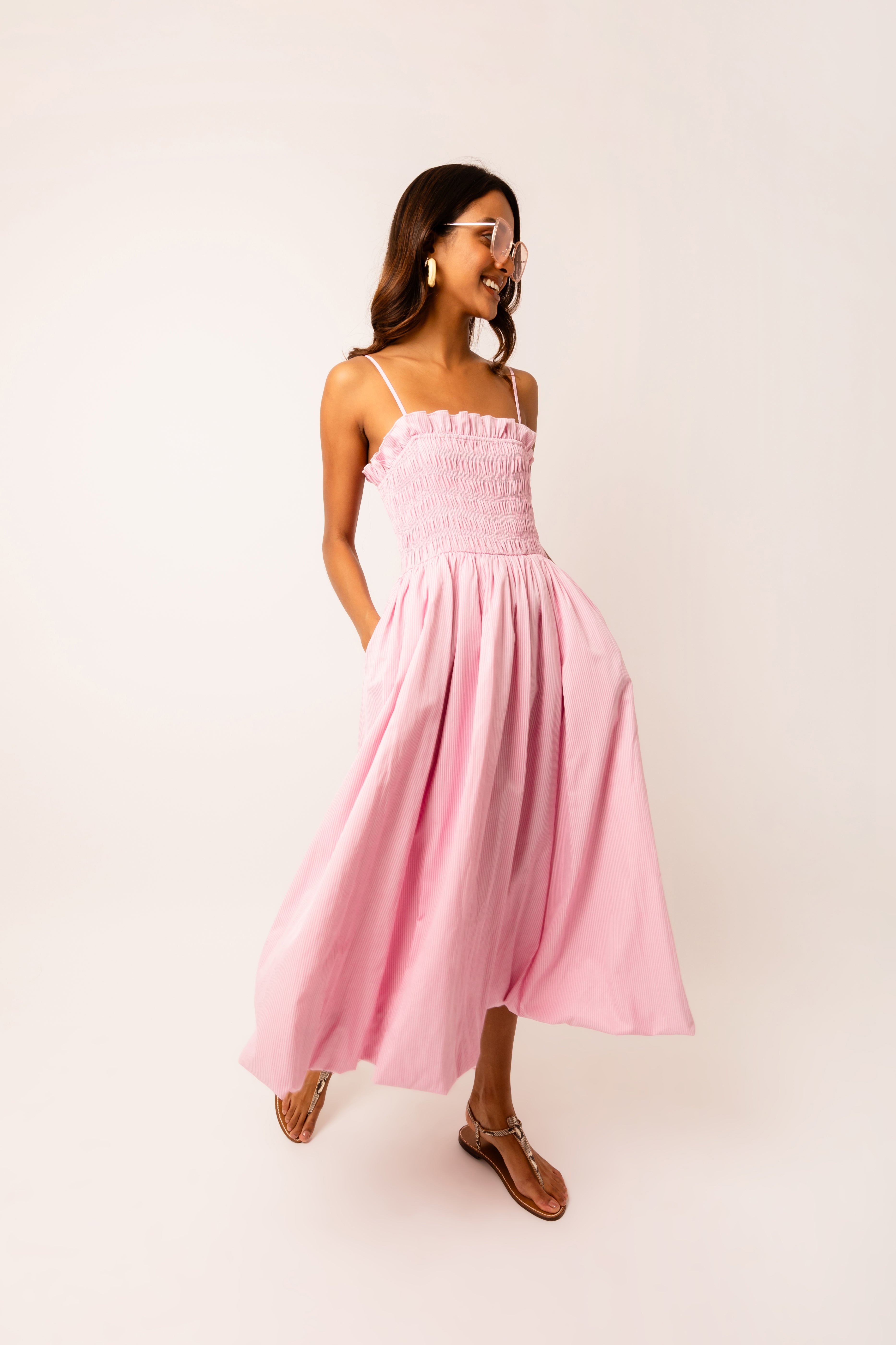 Polly Pink Stripe Puffball Dress