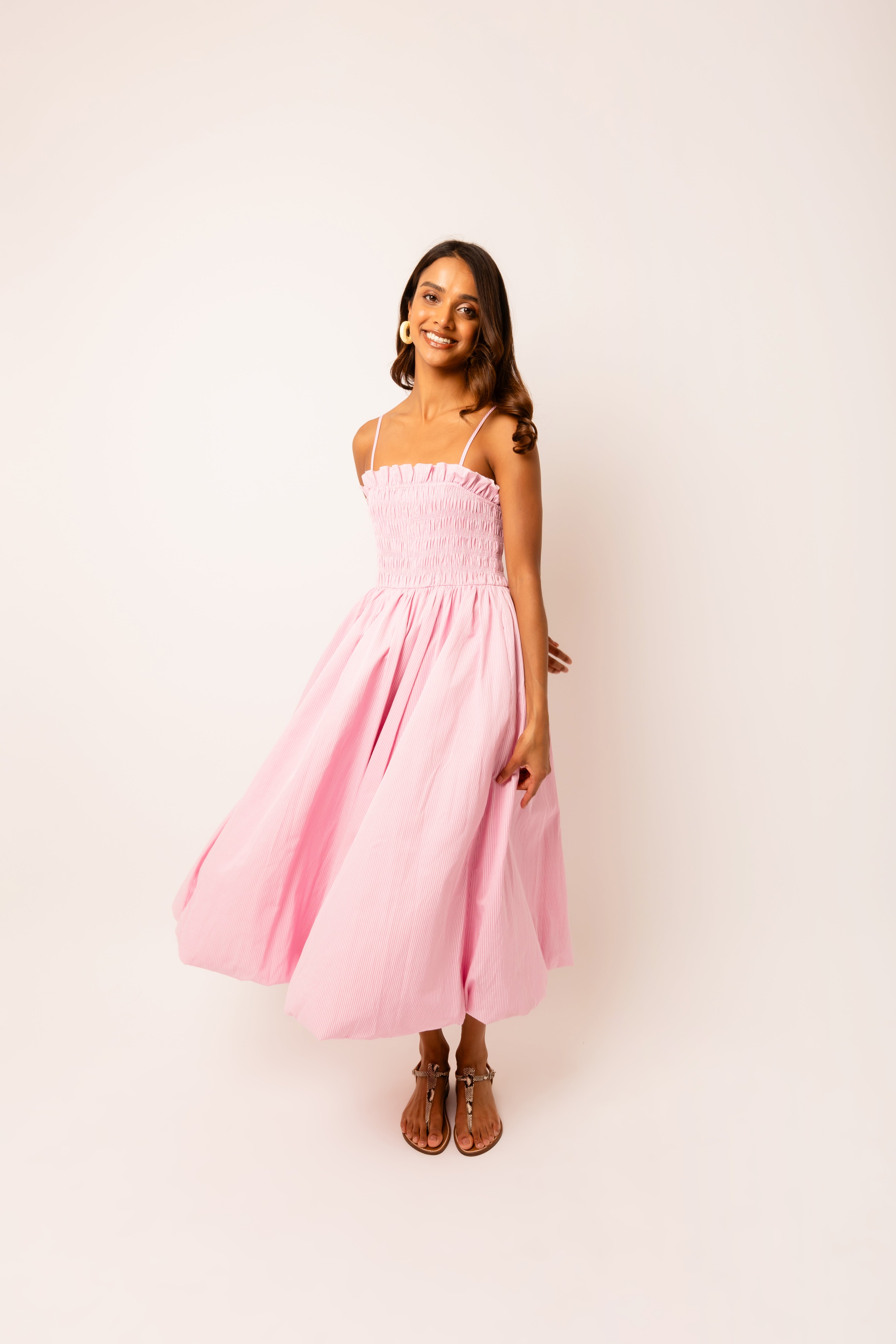 Polly Pink Stripe Puffball Dress