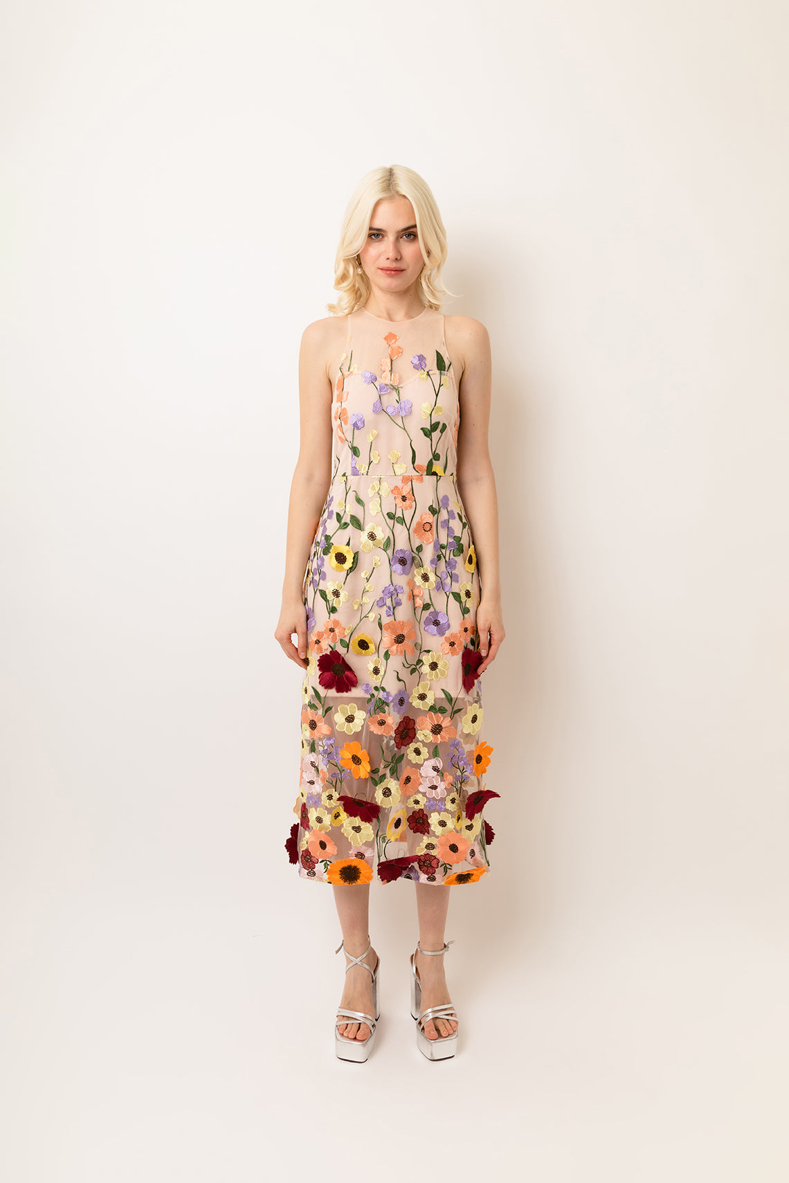 Dorothy Floral Motif Midi Dress