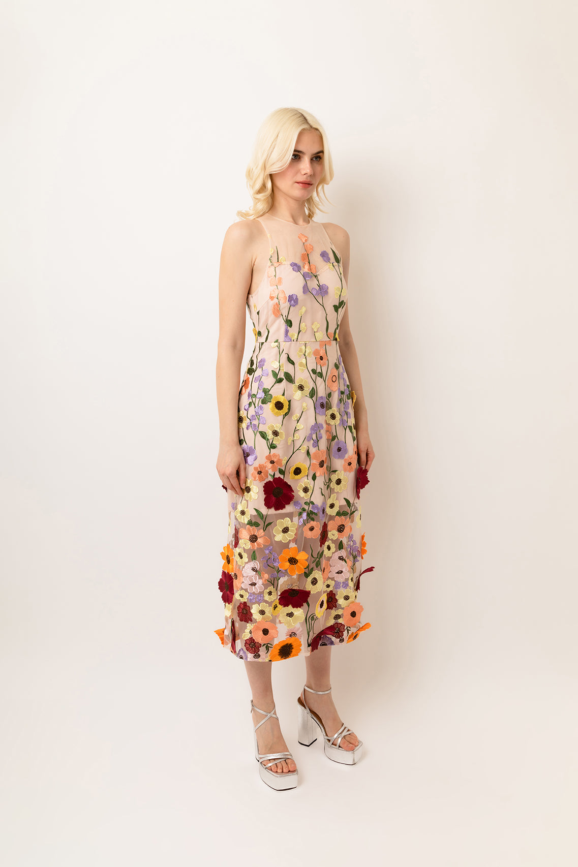 Dorothy Floral Motif Midi Dress