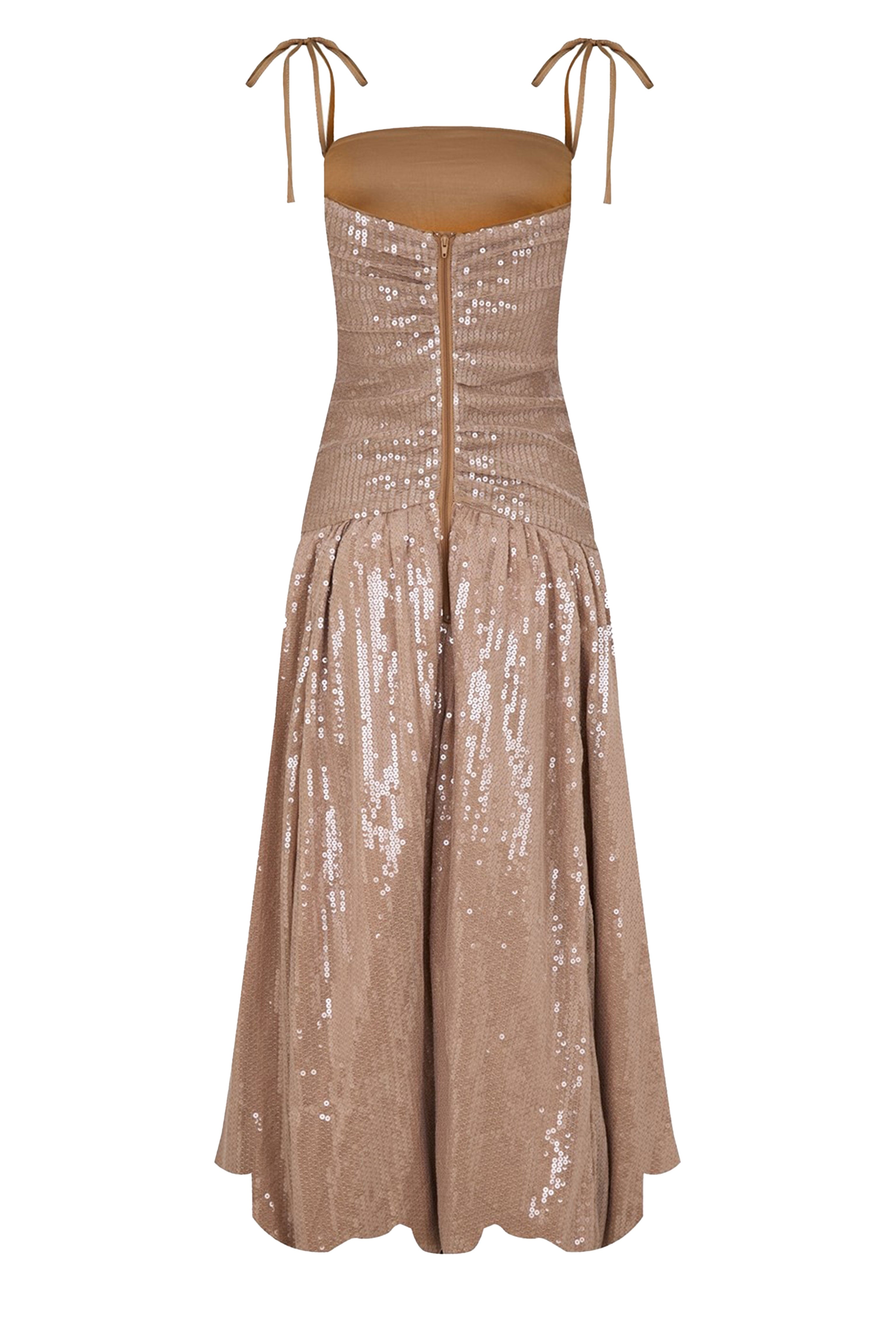 Alexa Champagne Sequin Puffball Dress