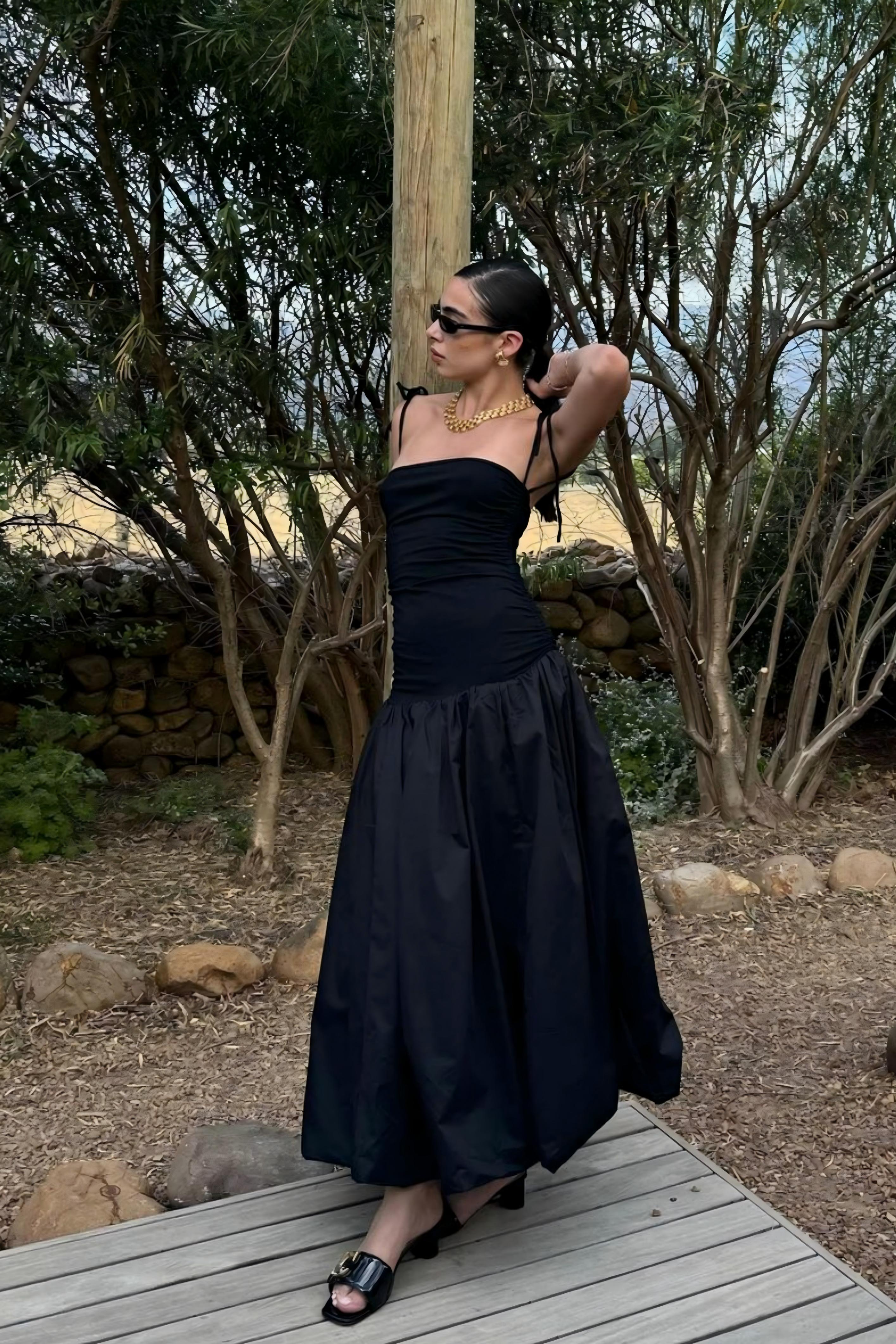 Alexa Black Puffball Dress