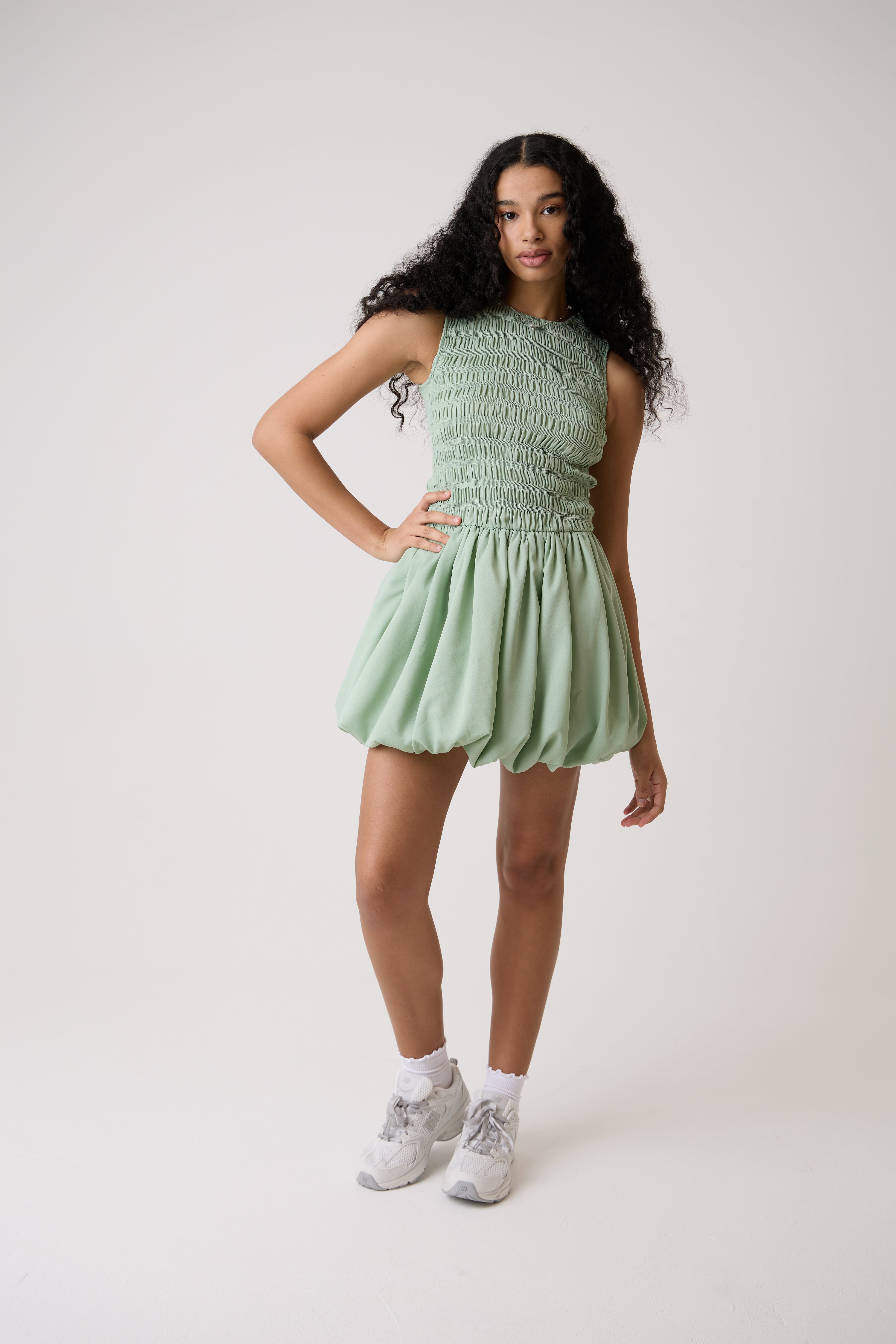 Ella Mint Mini Puffball Dress