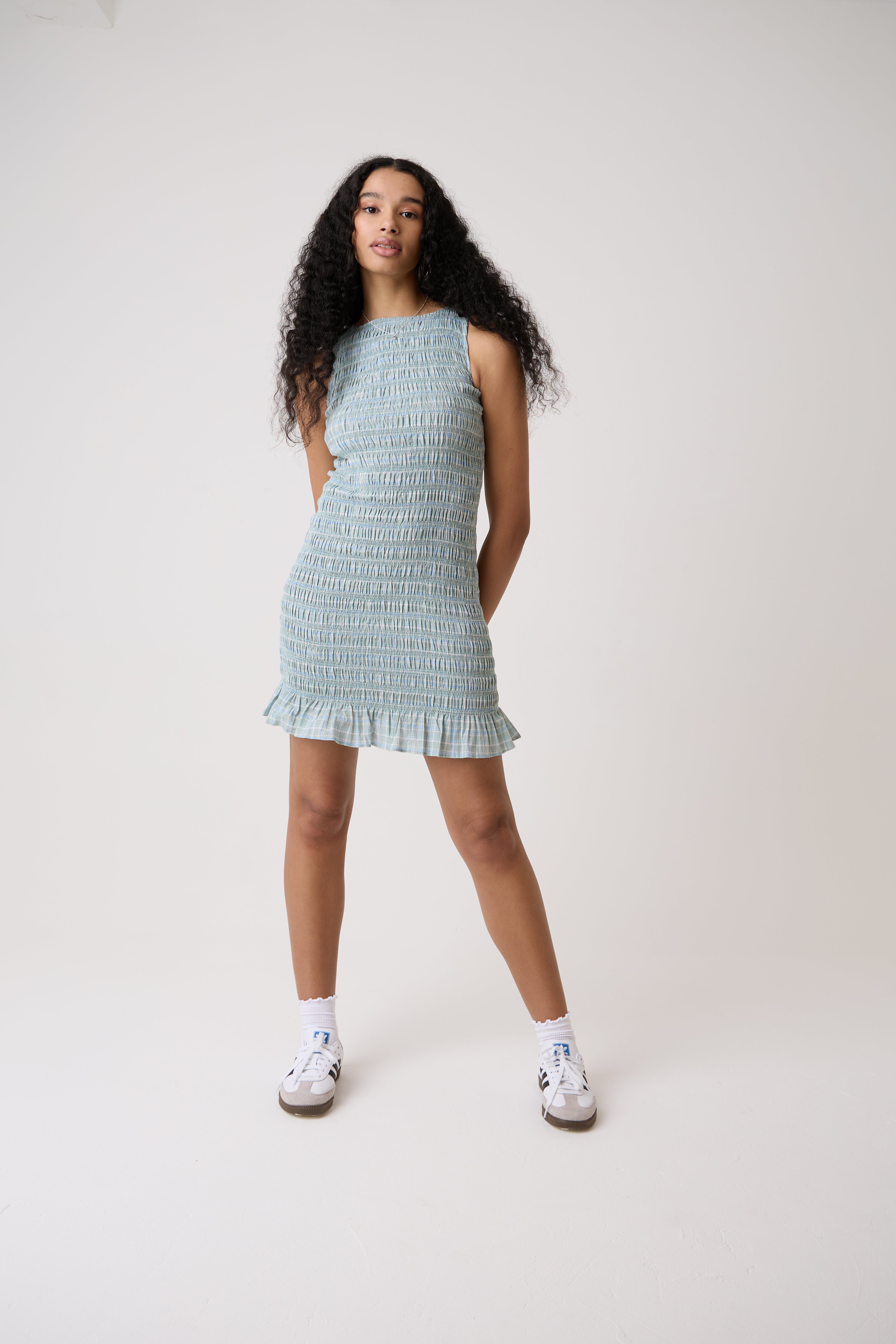 Poppy Lurex Mint Check Mini Dress